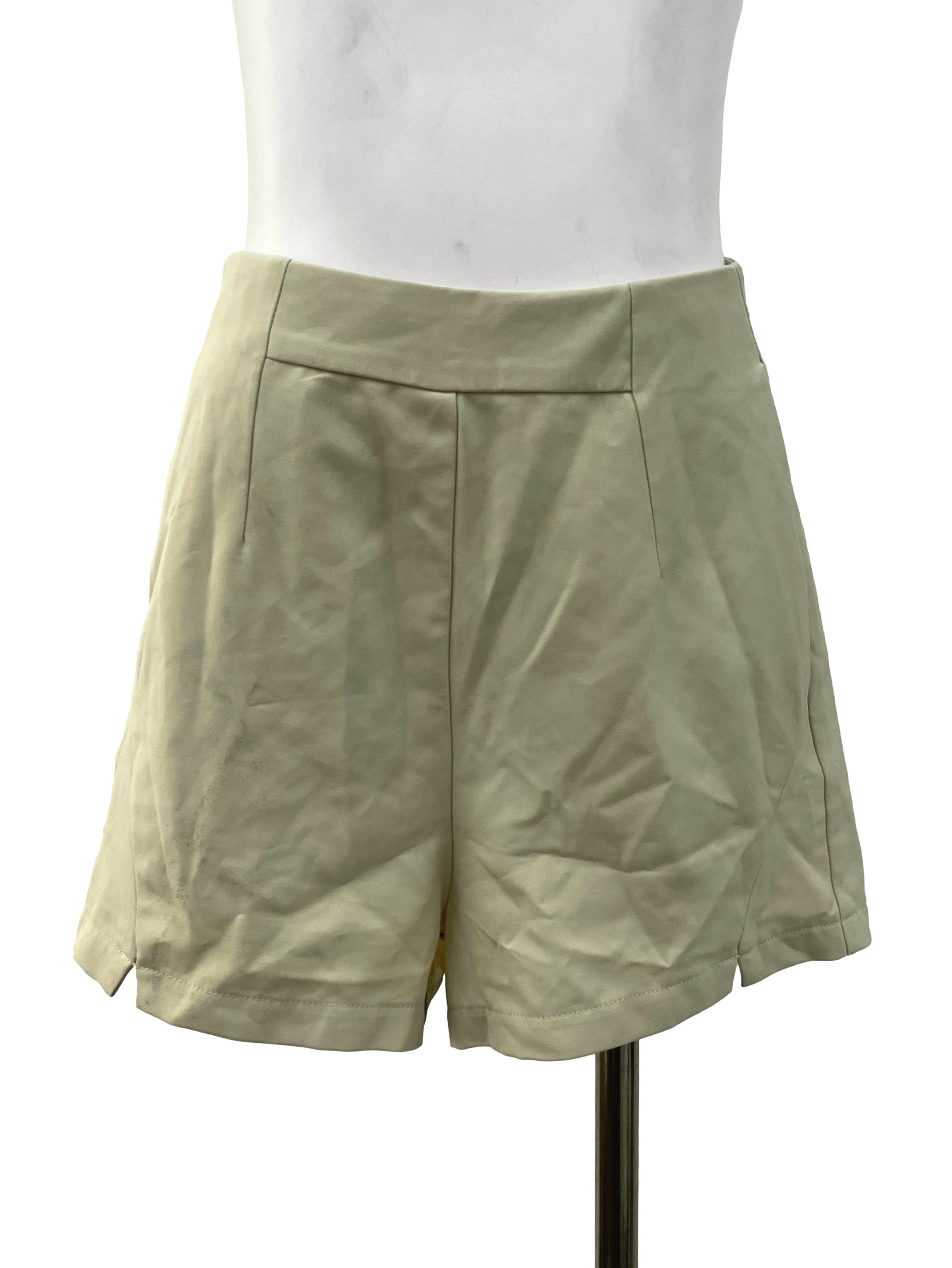 Beige High Waisted Shorts