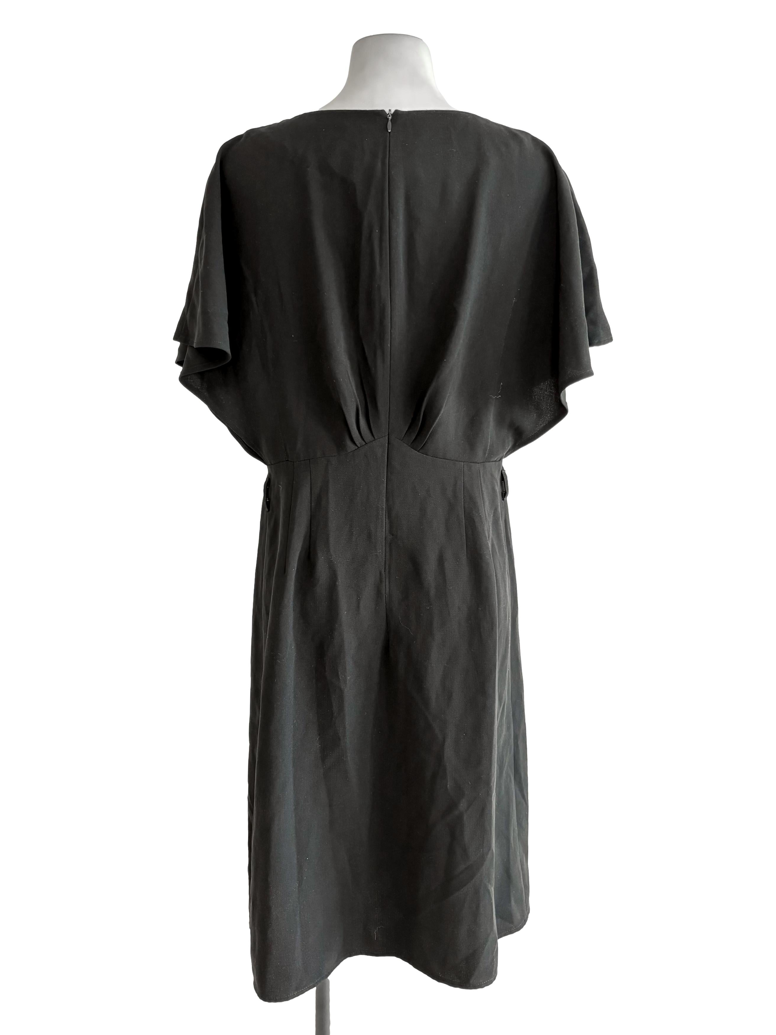 Black Pleated Batwing Dress