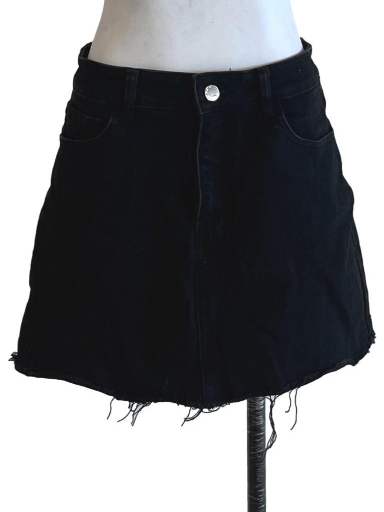 Black High-Waisted Denim Skorts