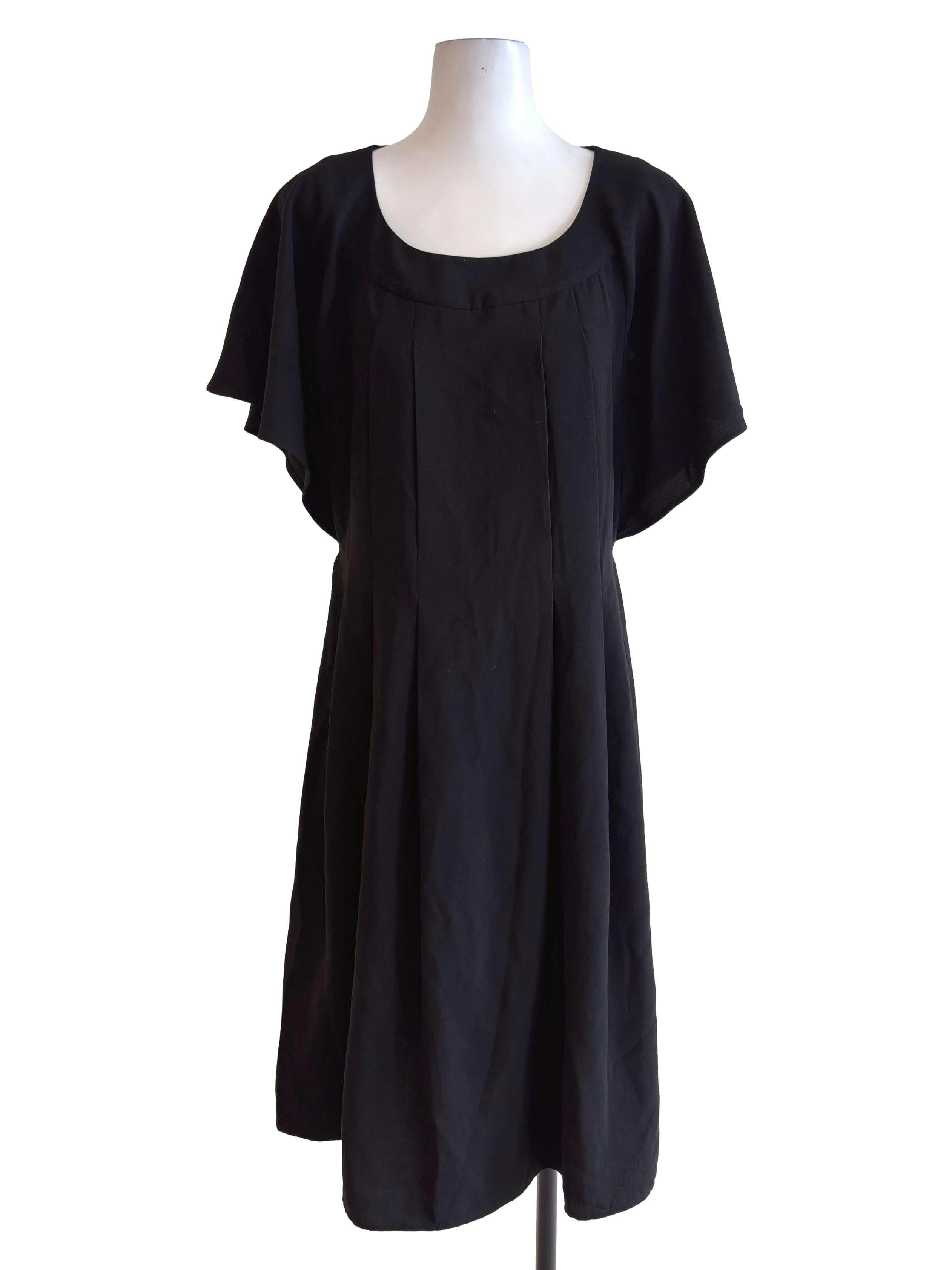 Black Pleated Batwing Dress