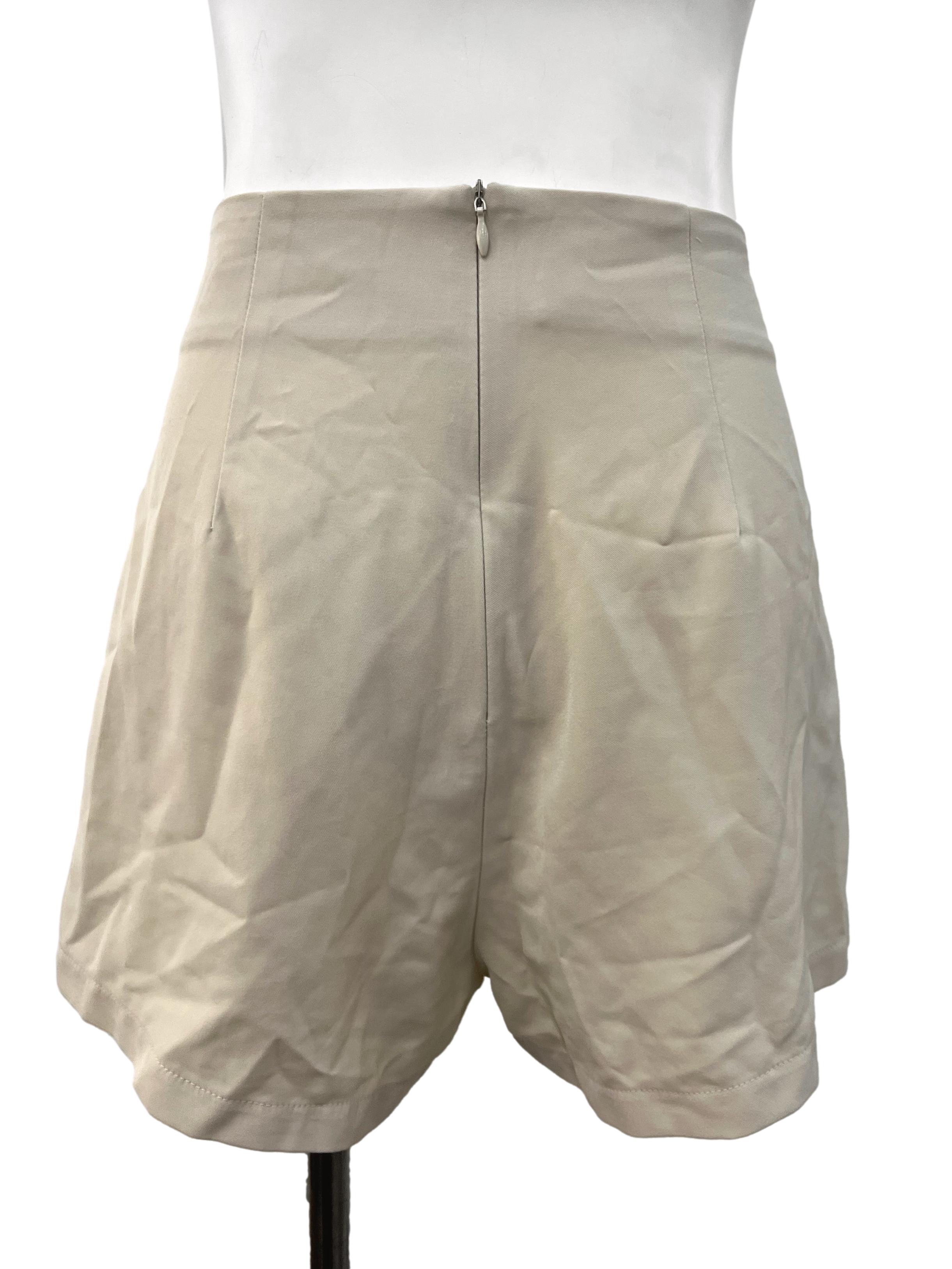 Beige High Waisted Shorts