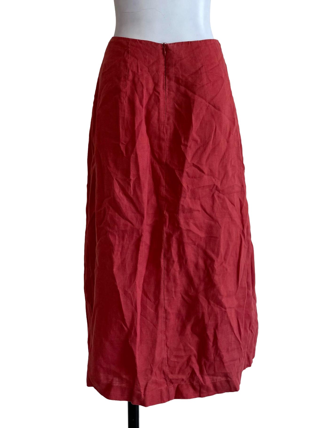 Blood Orange Side Slit A-Line Skirt