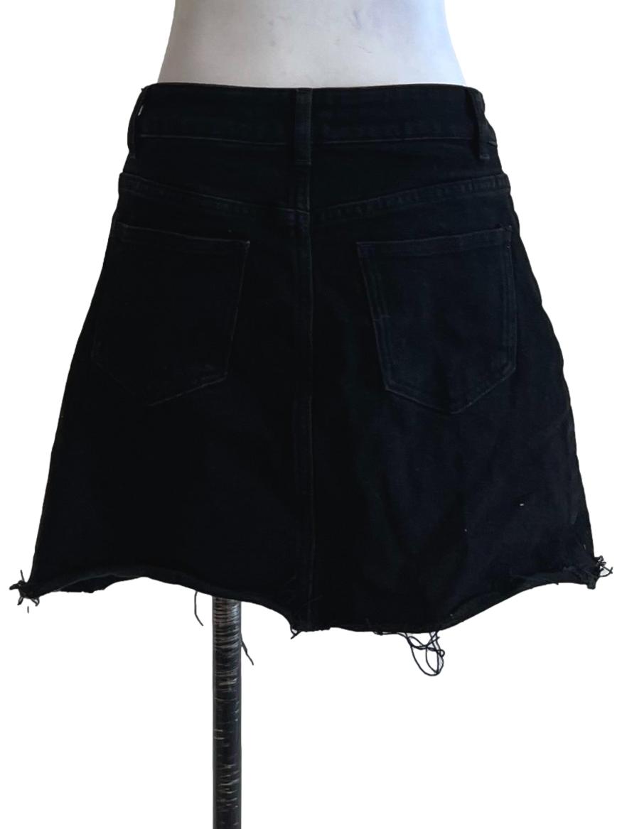 Black High-Waisted Denim Skorts
