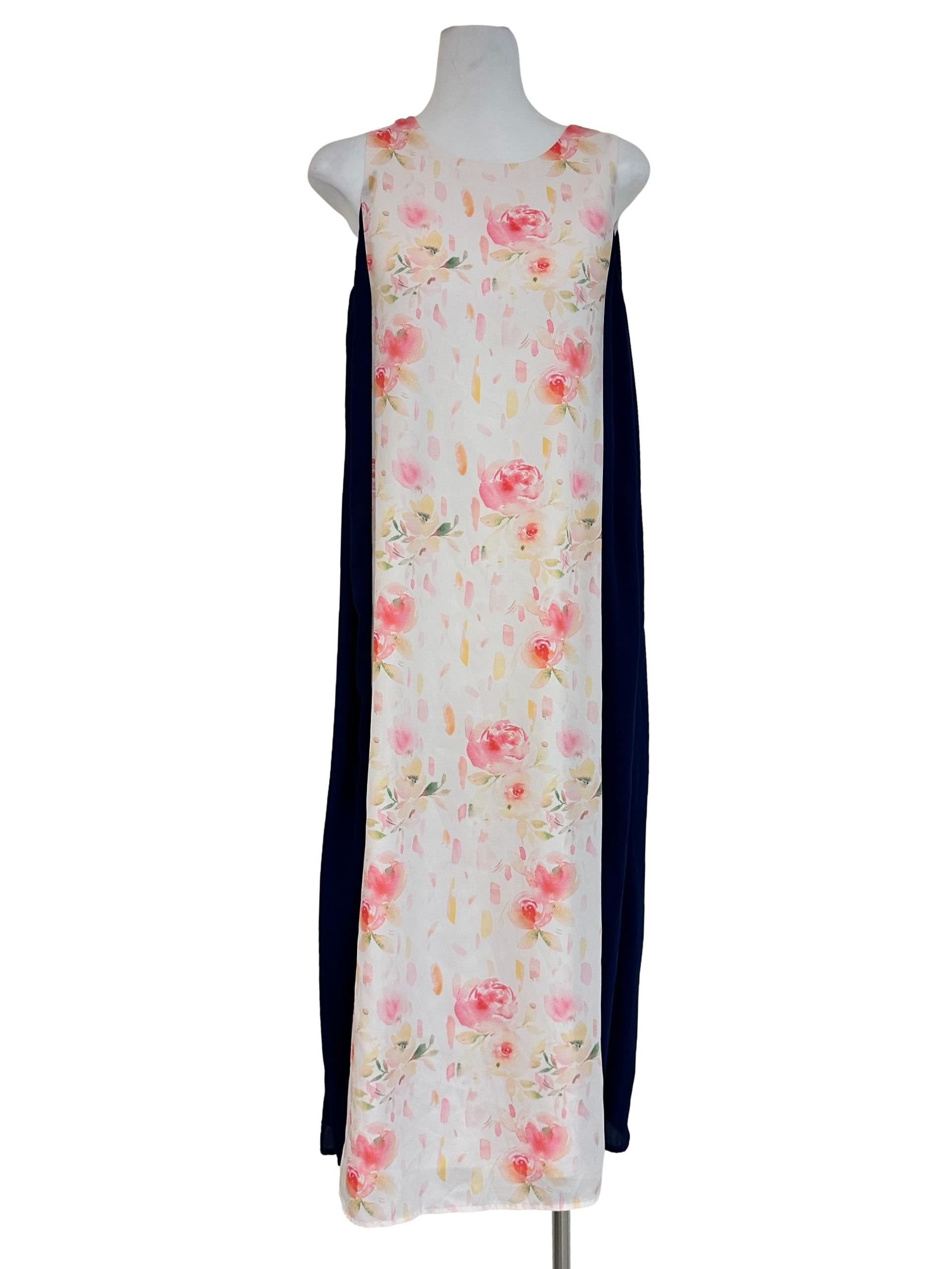 White Flower Pattern Maxi Dress