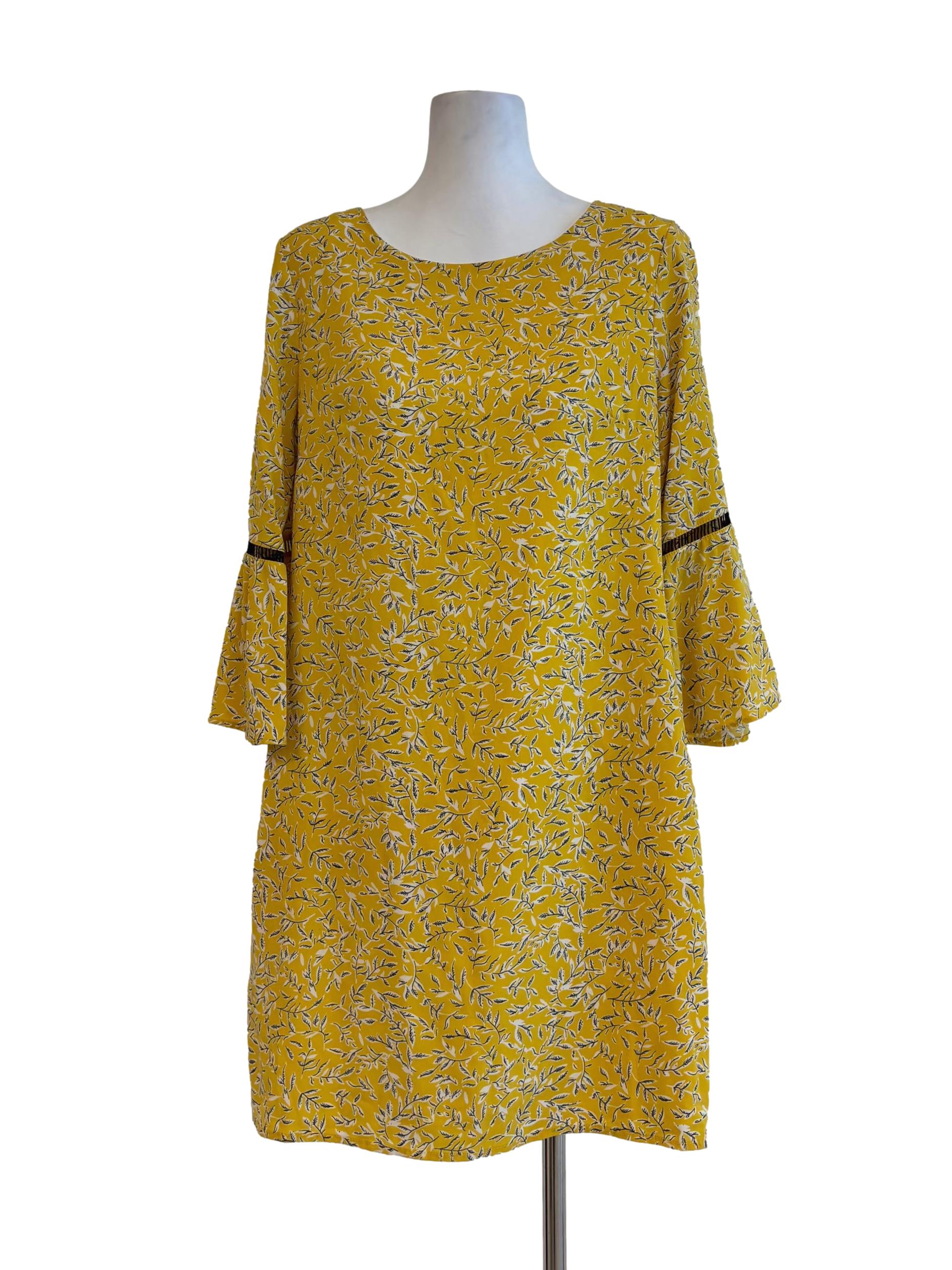 Banana Yellow Printed Shift Dress