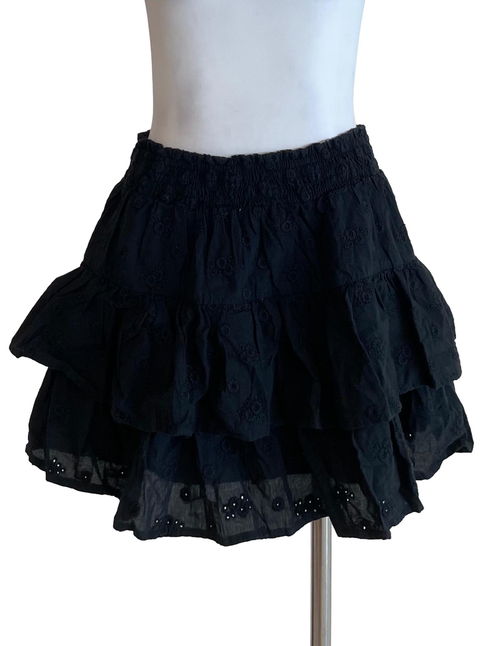Black Floral Eyelet Layer Skirt