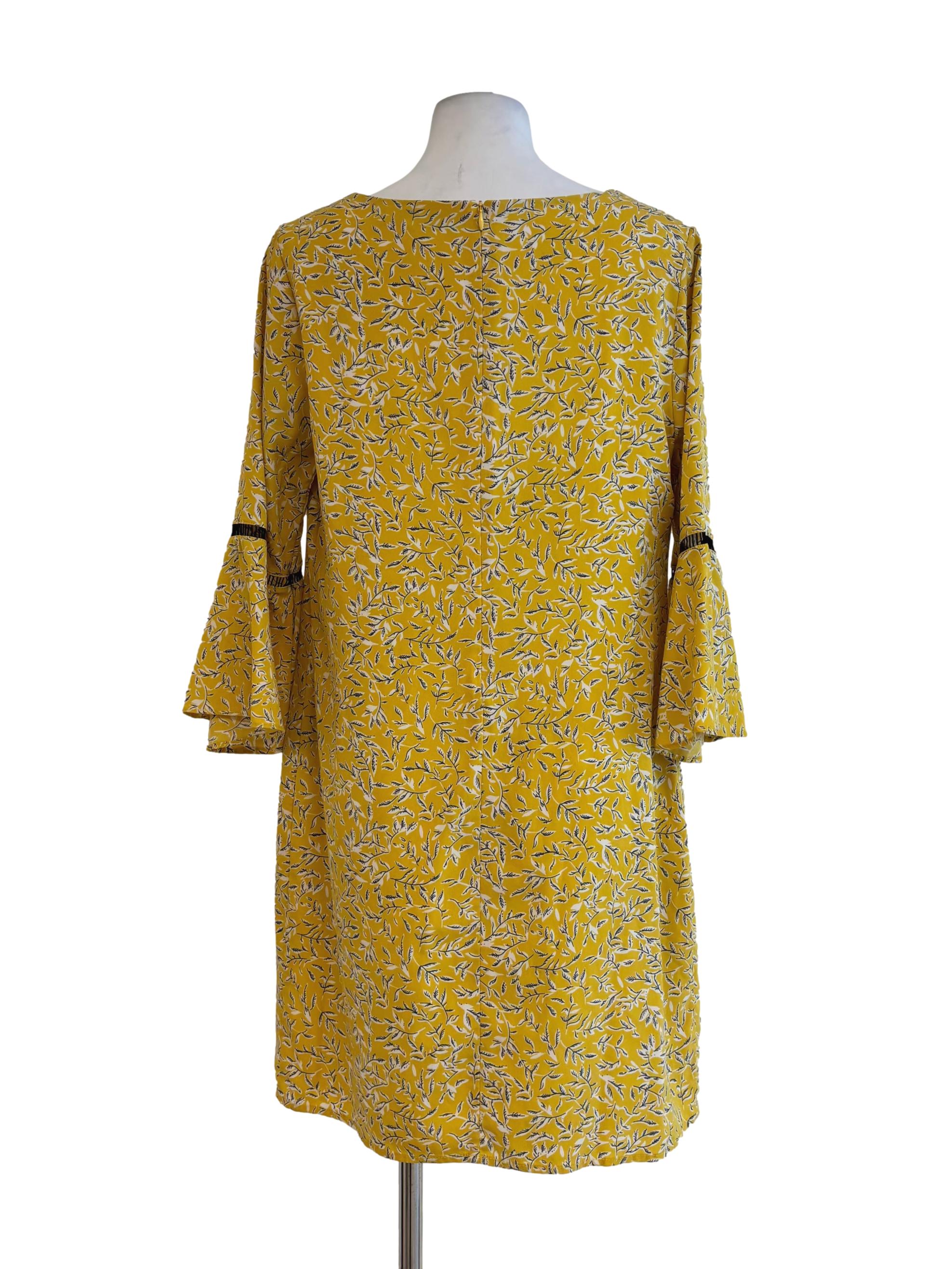 Banana Yellow Printed Shift Dress