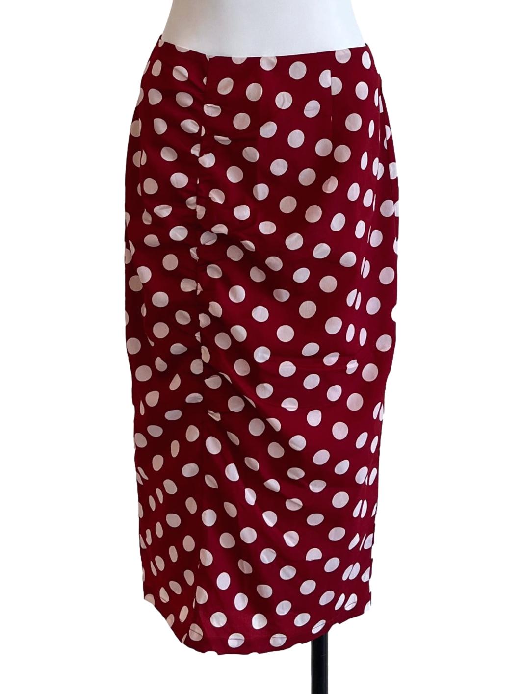 Cherry Red Polkadot A-Line Skirt