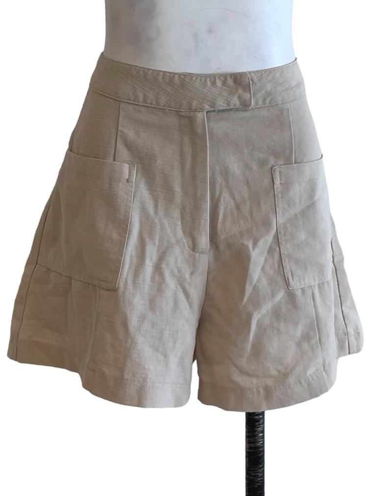 Beige High-Waisted Shorts