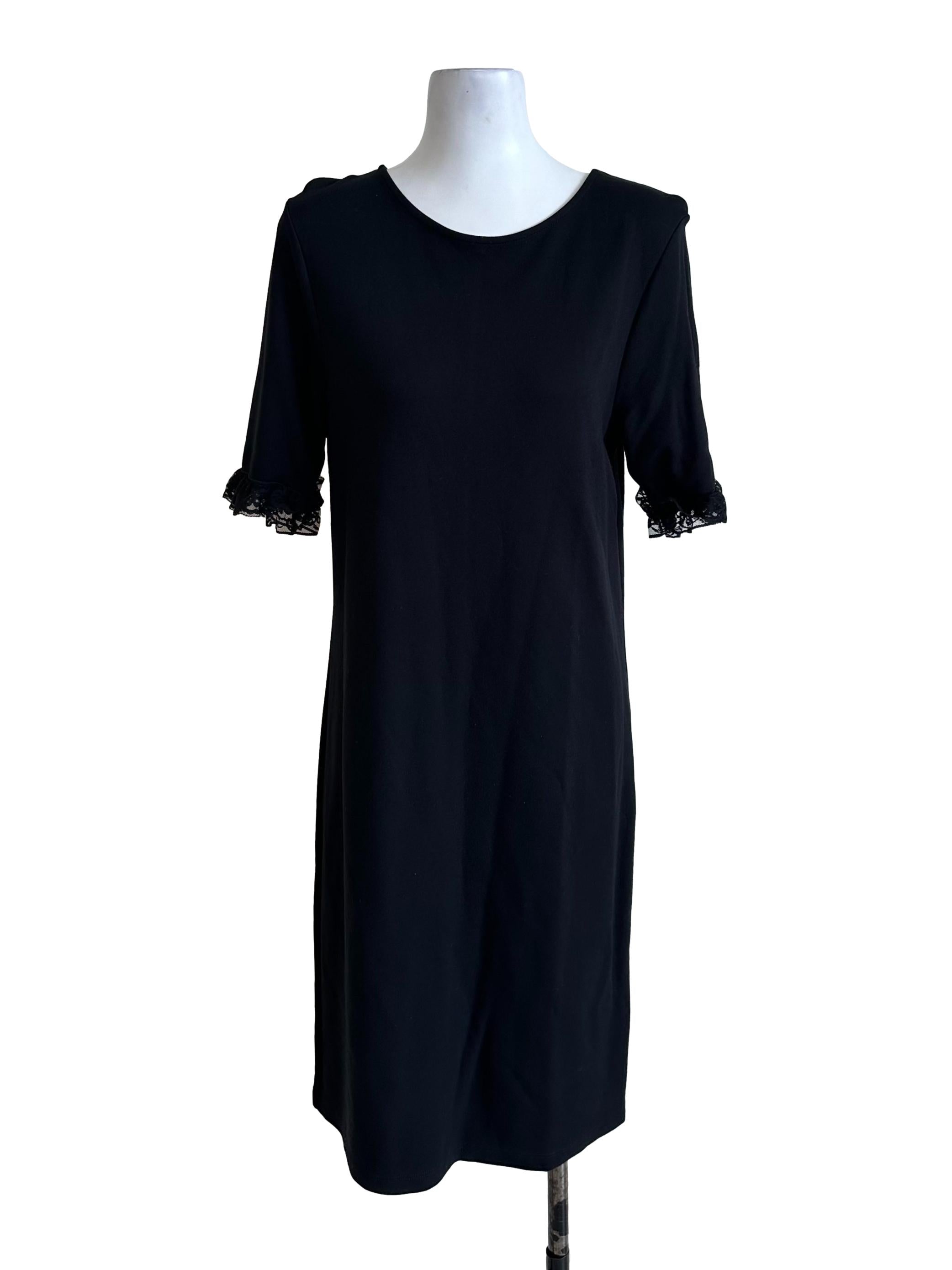 Onyx Black Lace Border Sleeve Dress