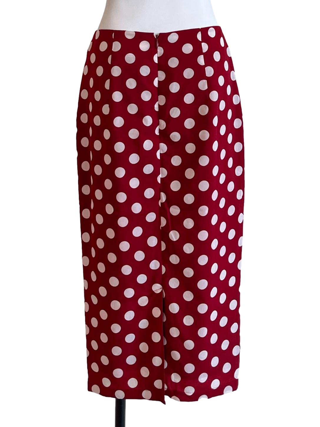 Cherry Red Polkadot A-Line Skirt