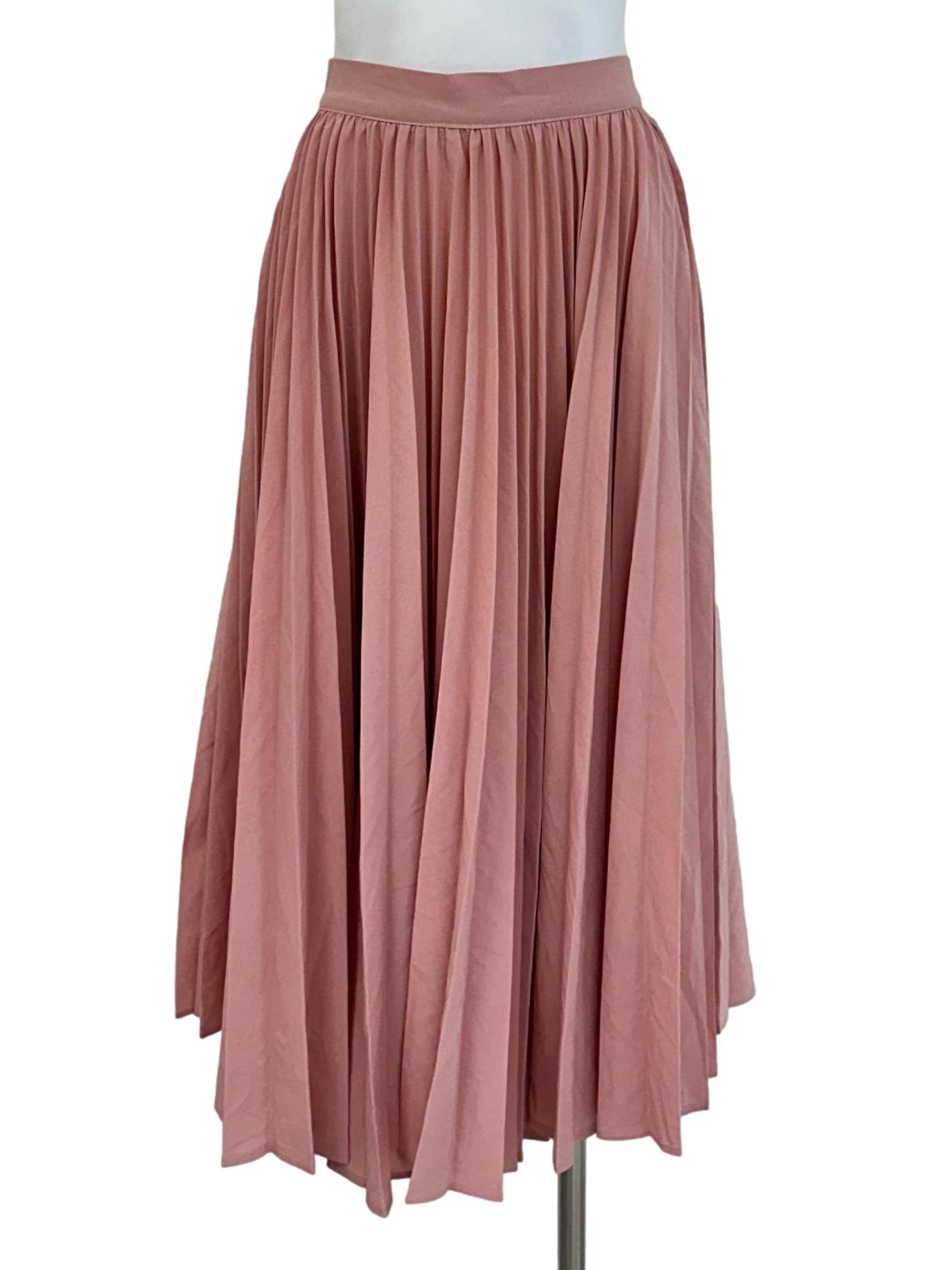 Coral Pink Pleated Skirt