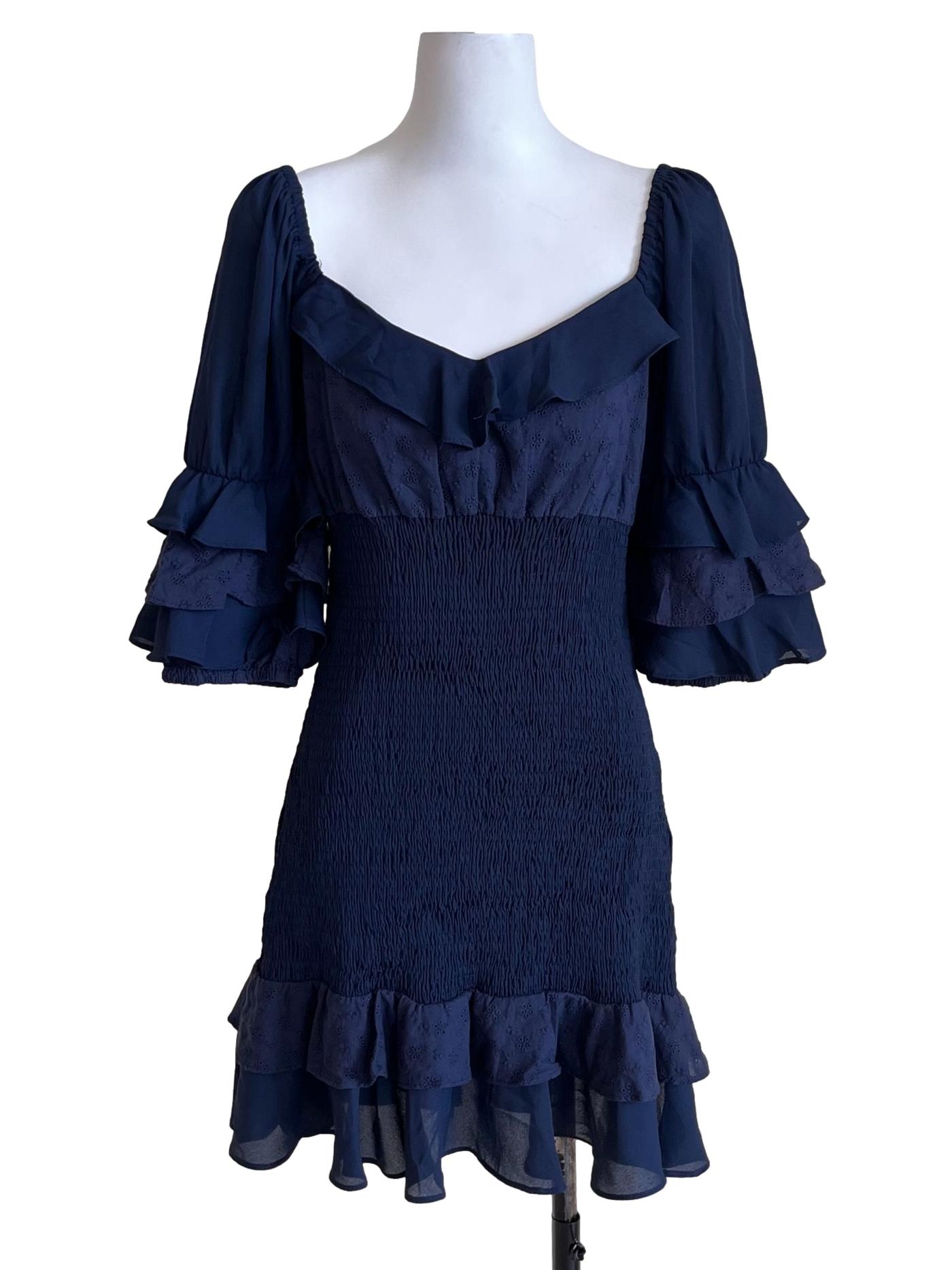 Indigo Blue Off-Shoulder Mini Dress