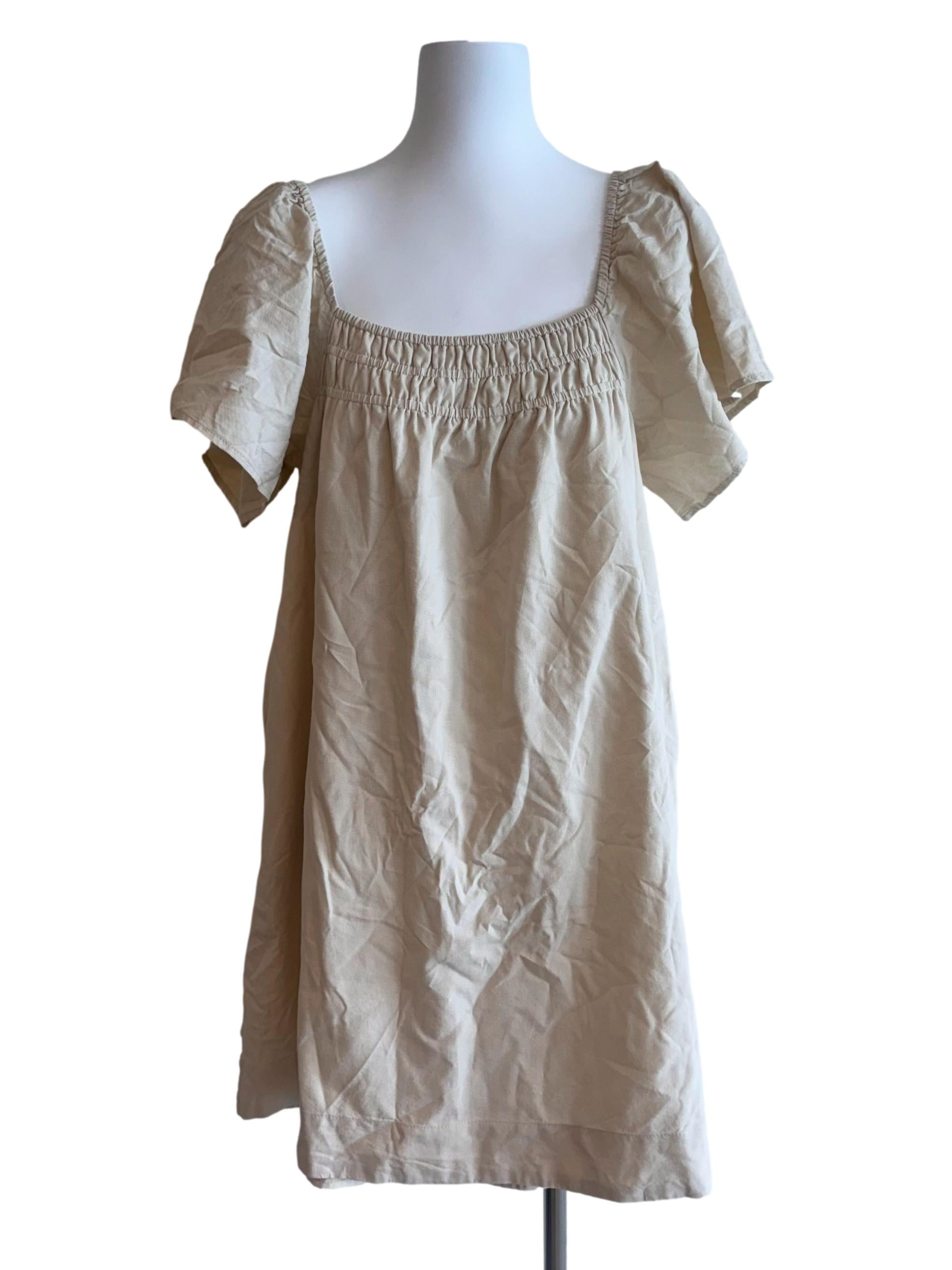 Parchment Butterfly Sleeves Tent Dress
