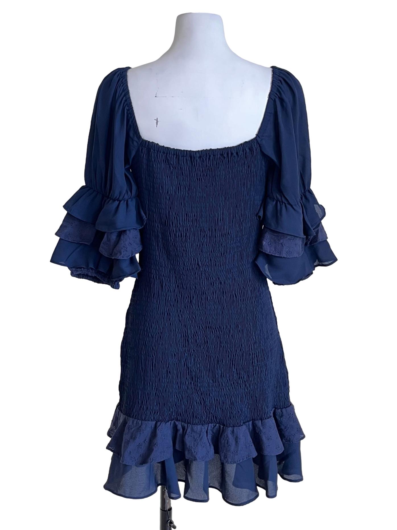 Indigo Blue Off-Shoulder Mini Dress