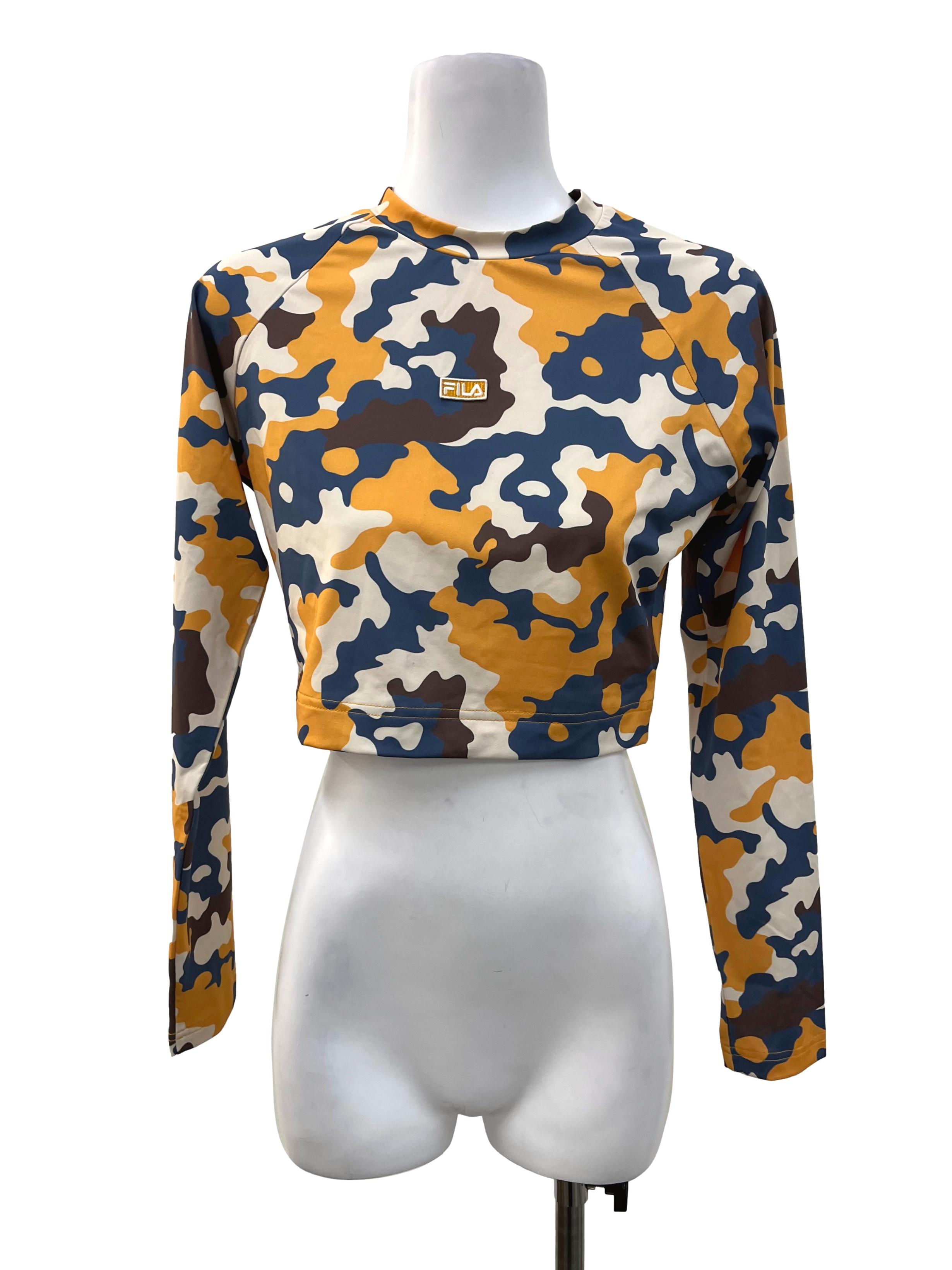 Blue Yellow Camo Long Sleeved Top