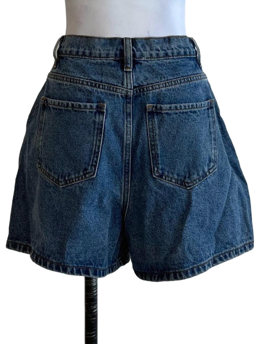 Blue Denim High-Waisted Shorts