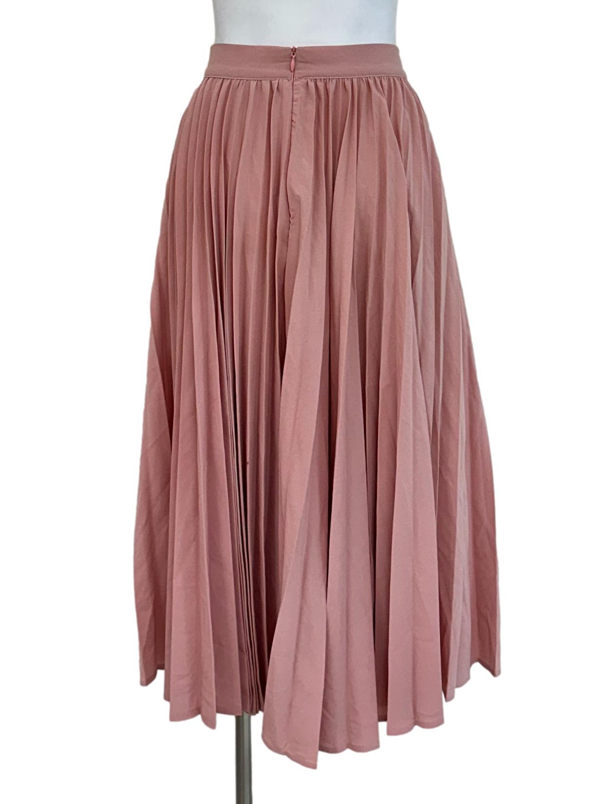 Coral Pink Pleated Skirt