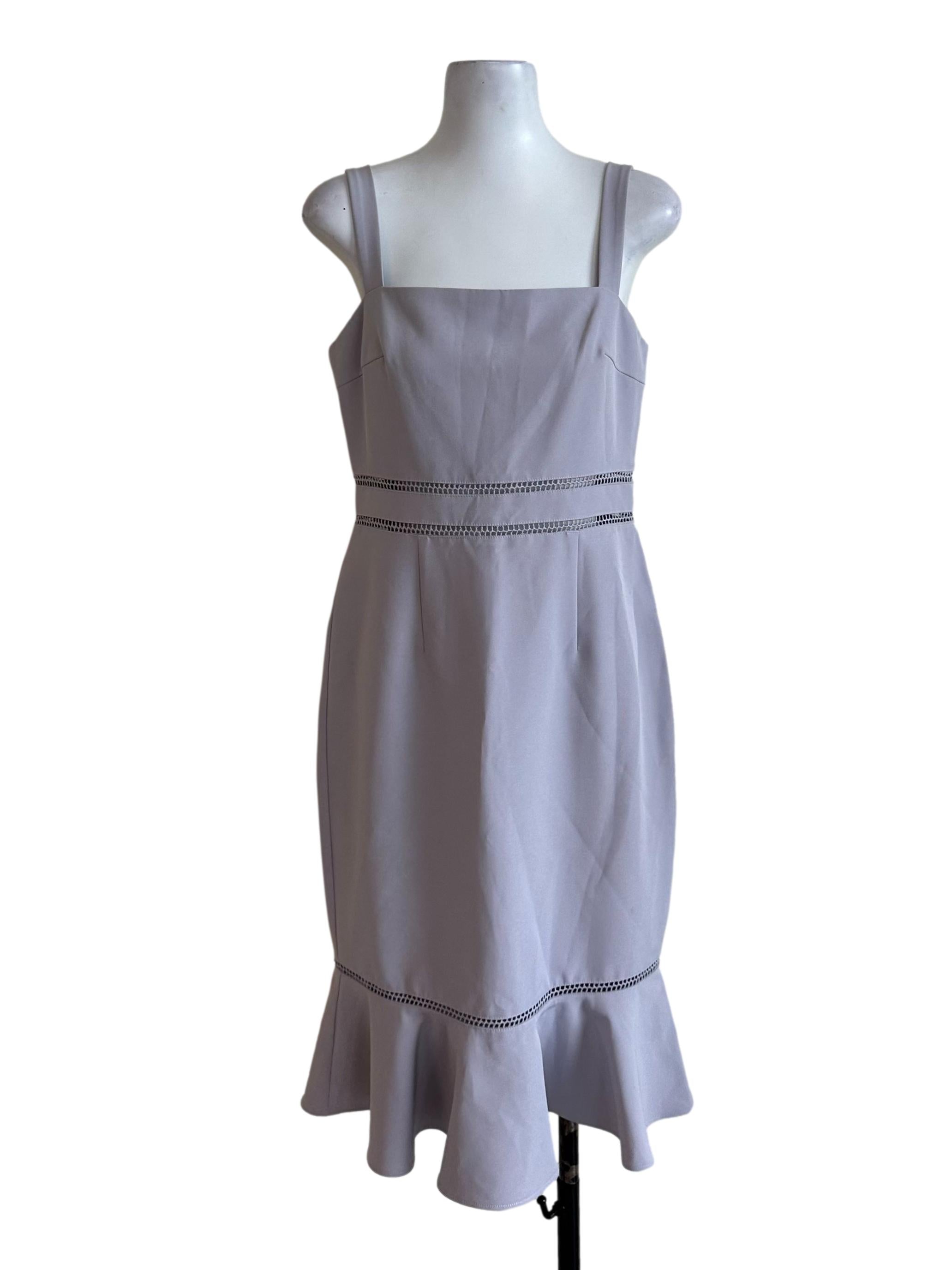 Pale Purple Square Neck Ruffle Dress