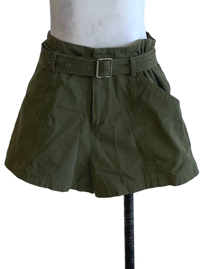 Olive Green High-Waisted Shorts