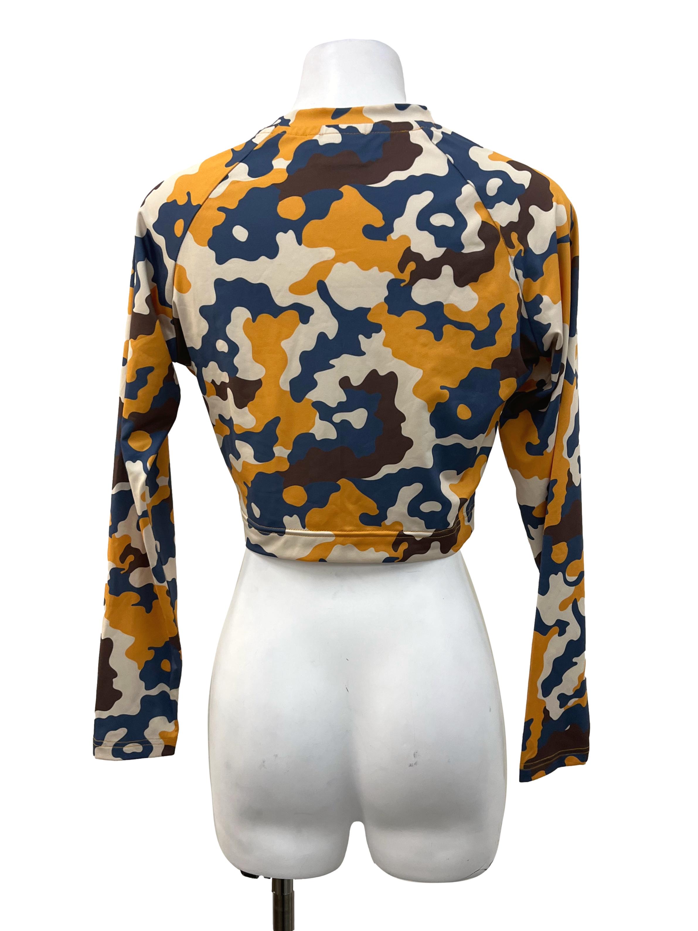 Blue Yellow Camo Long Sleeved Top