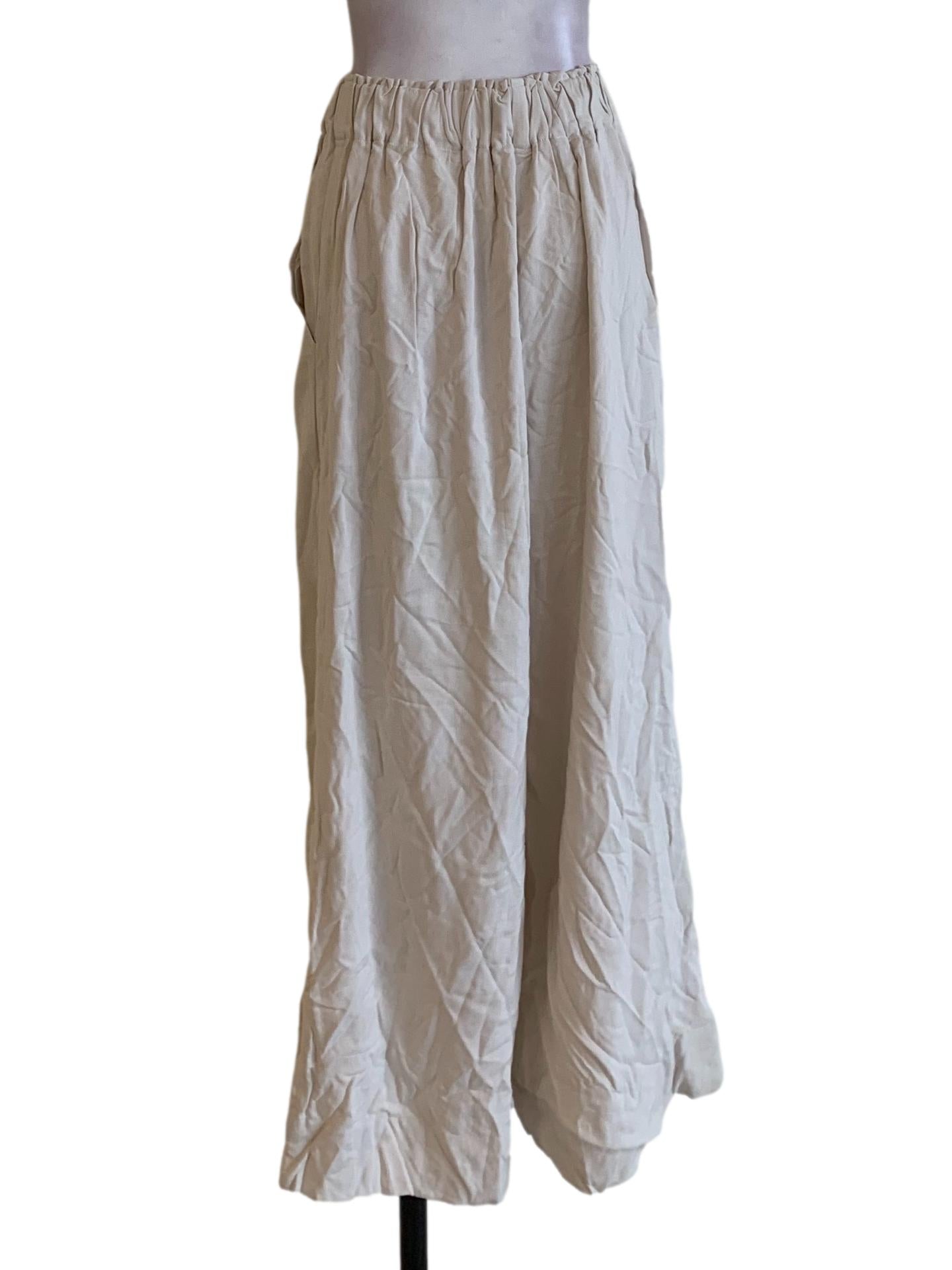 Beige Elastic Waistband Formal Pants