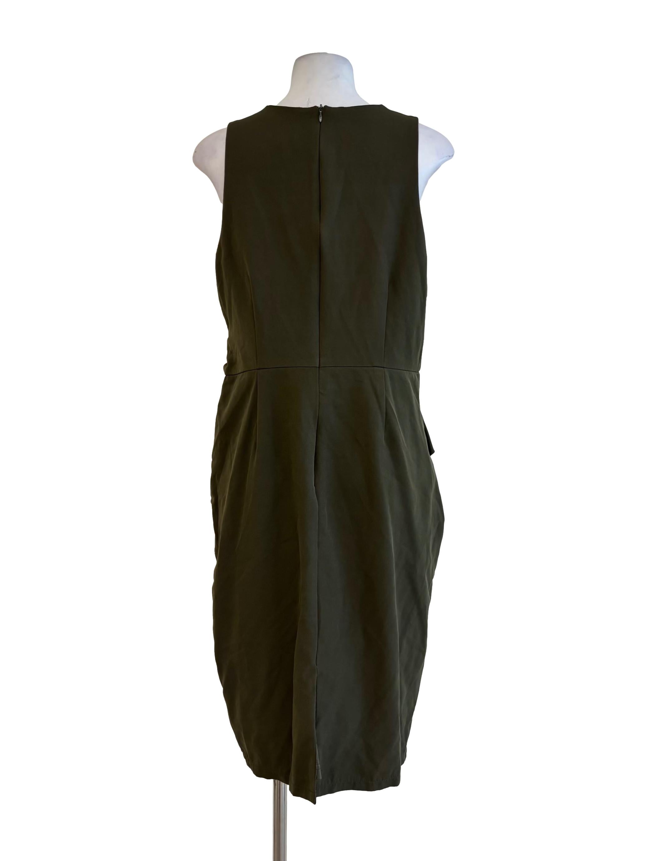 Olive Green Sleeveless Pencil Dress