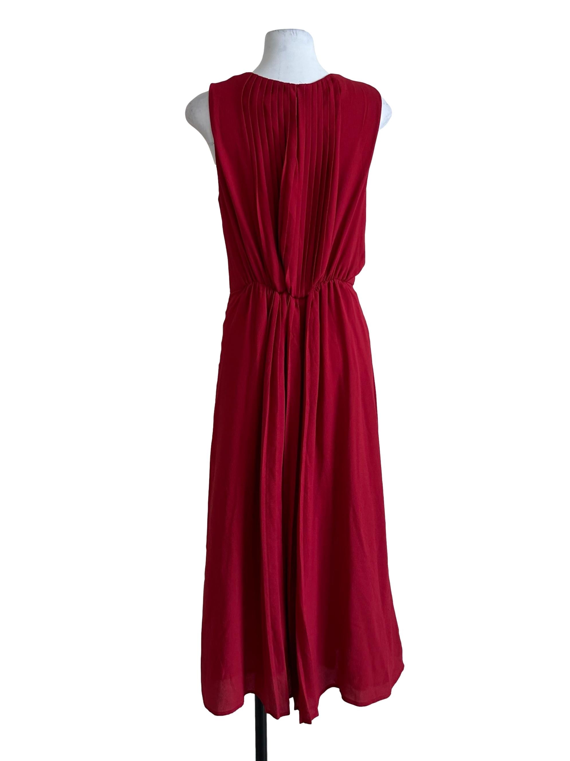 Ruby Red Pleated Textured Dress