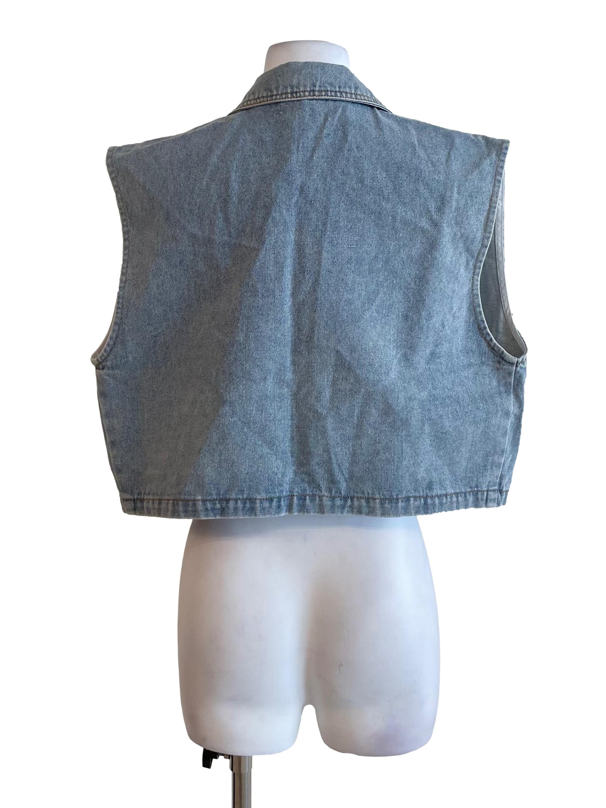 Light Stone No Button Denim Crop Jacket