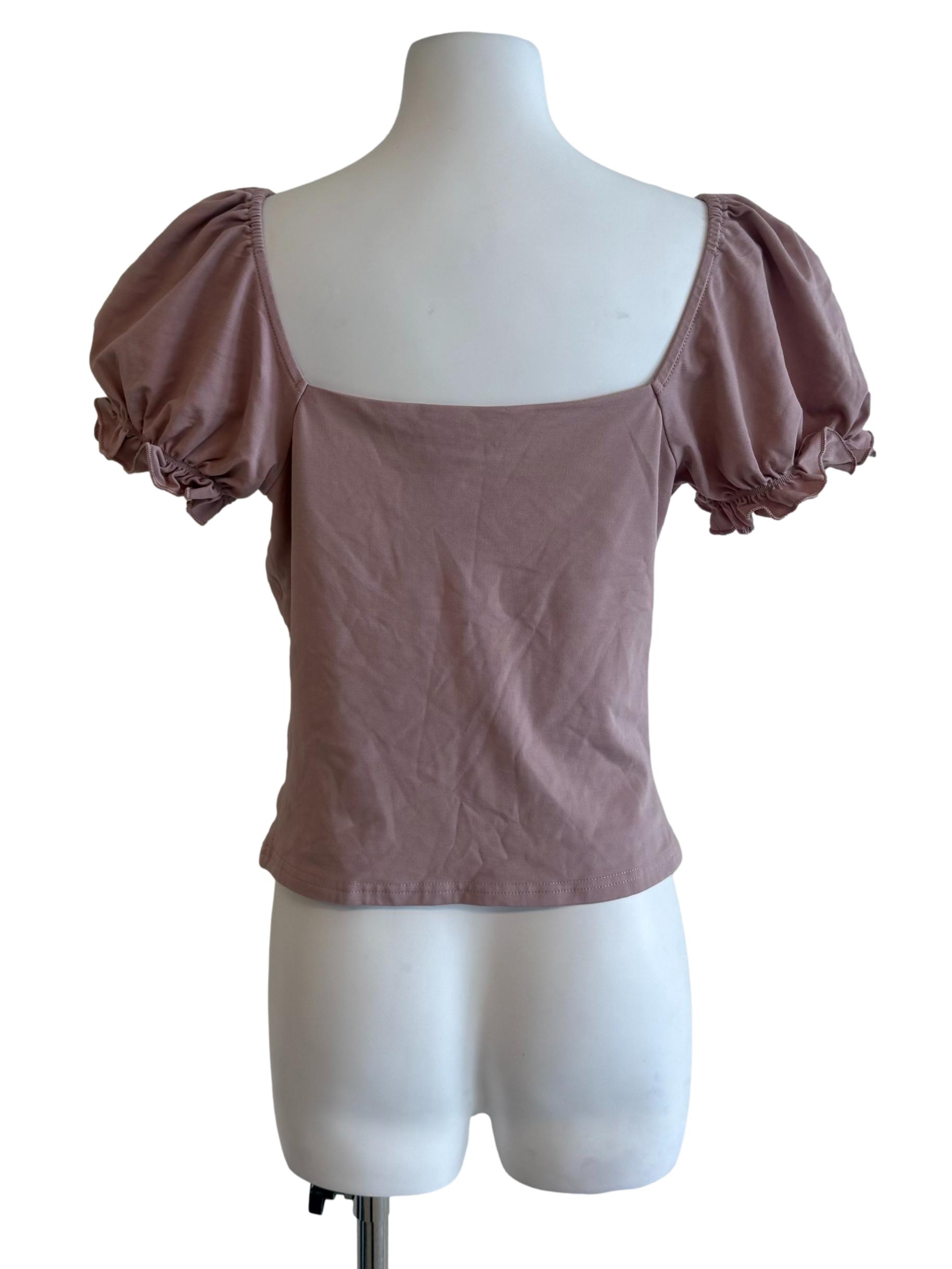 Nude Pink Puff Sleeves Top