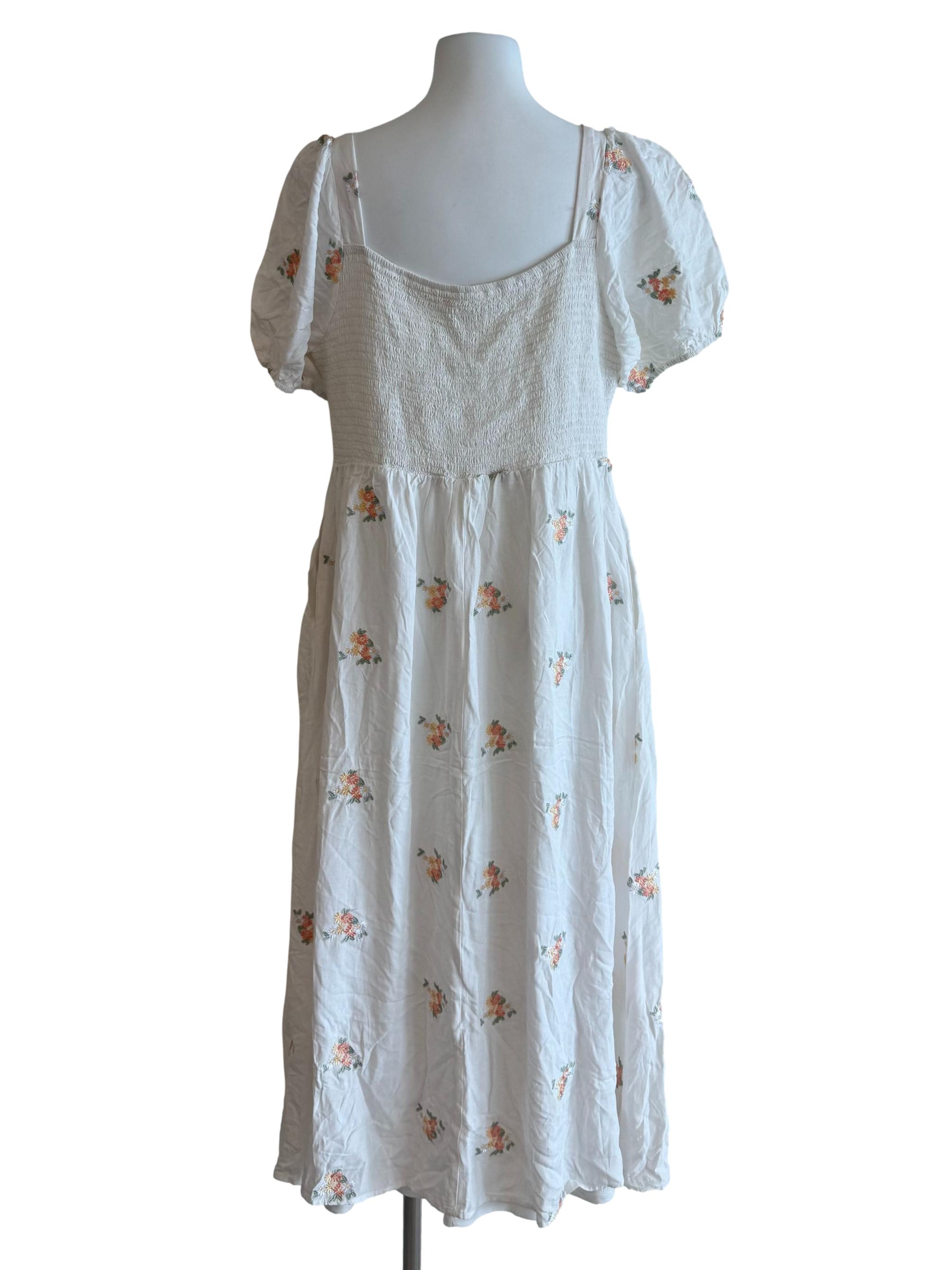White Floral Empire Dress