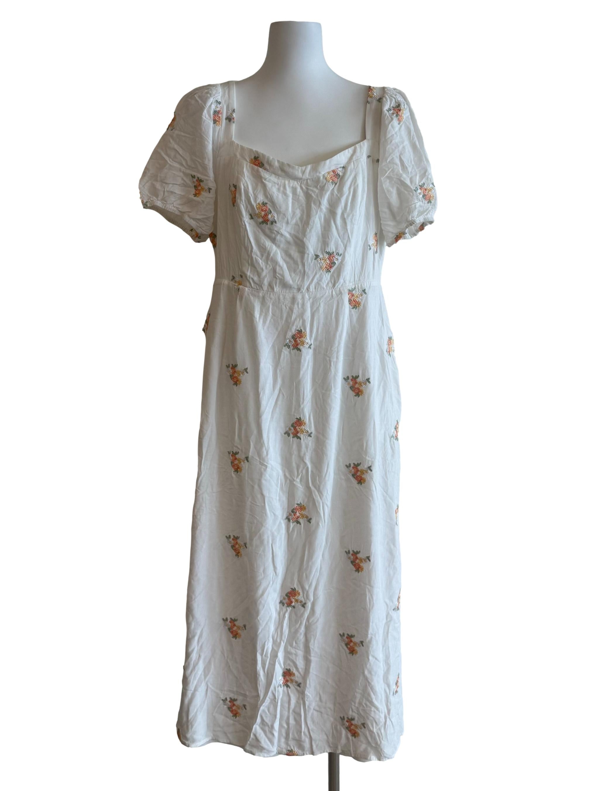 White Floral Empire Dress