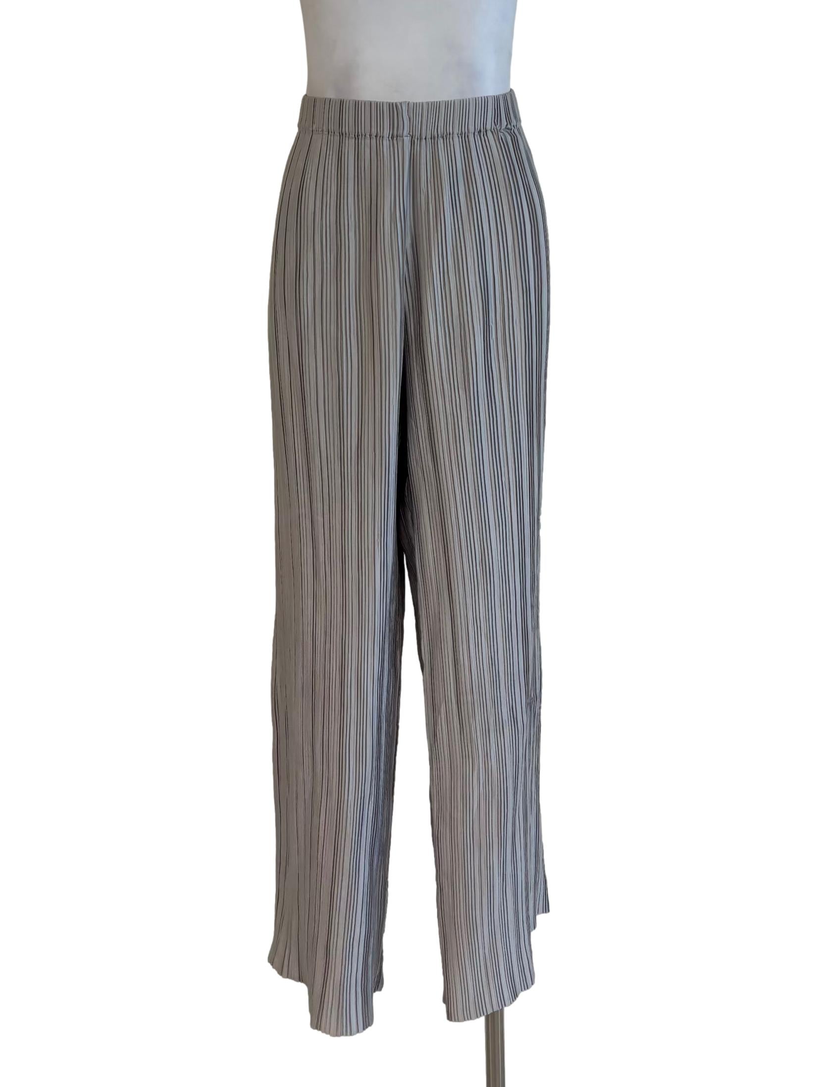 Silver Accordion Slim Fit Pants