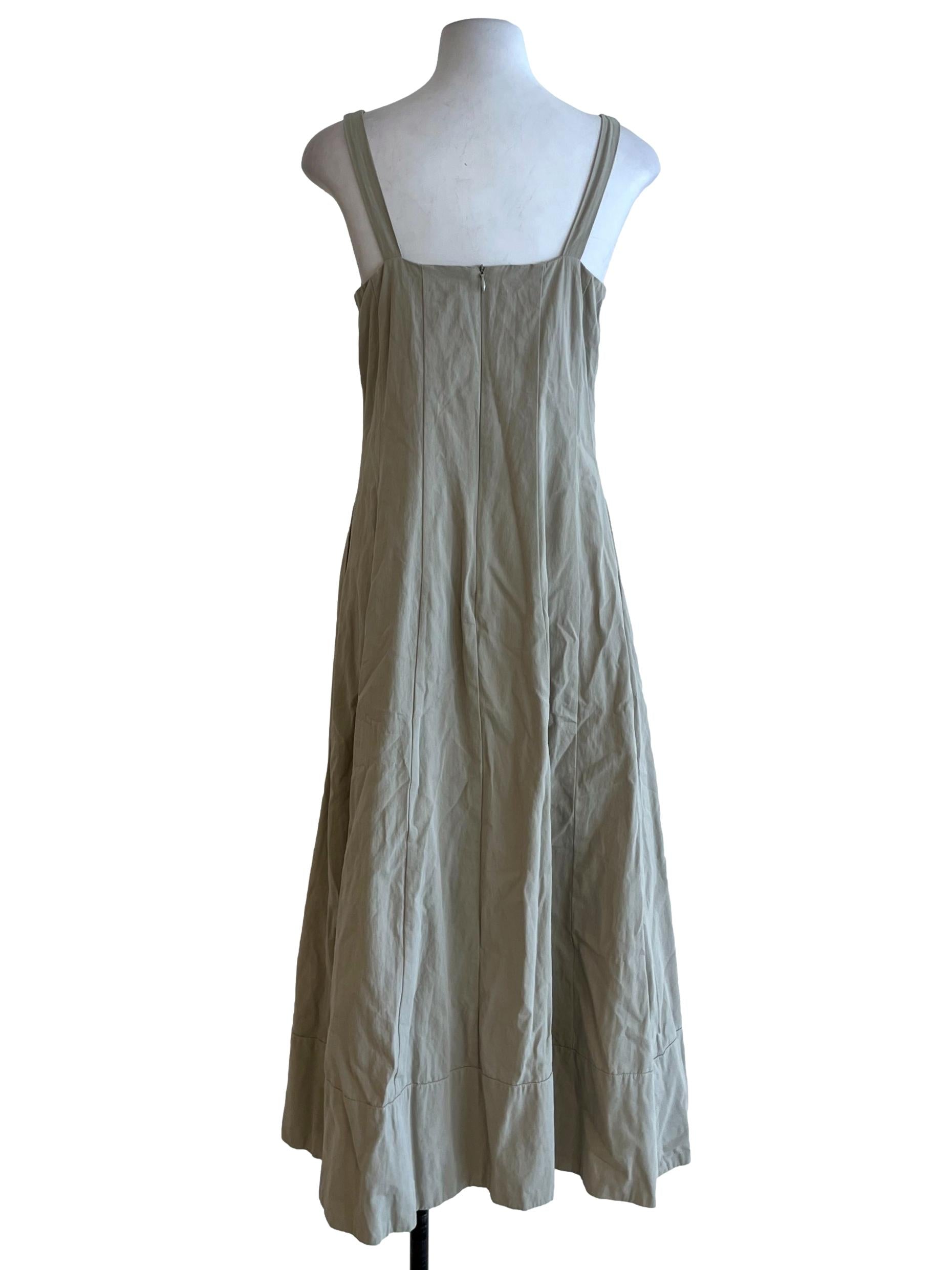 Olive Green Square Neckline Sheath Dress