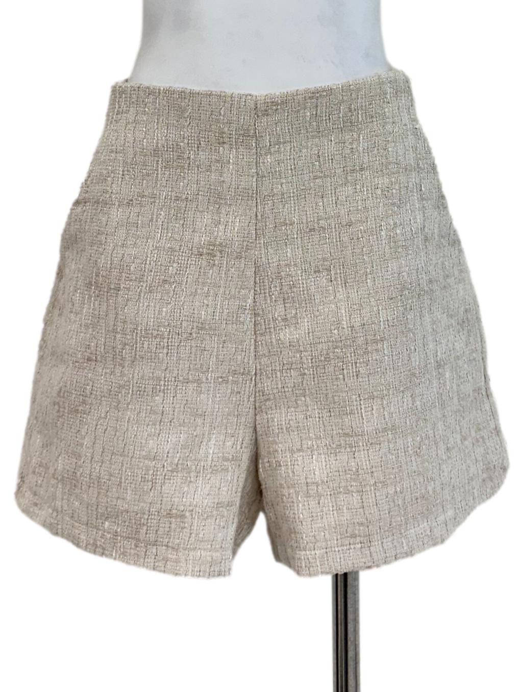 Parmesan Beige Tweed Pattern Short