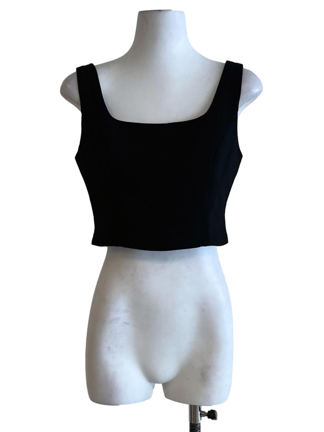 Black Square Neckline Sleeveless Top