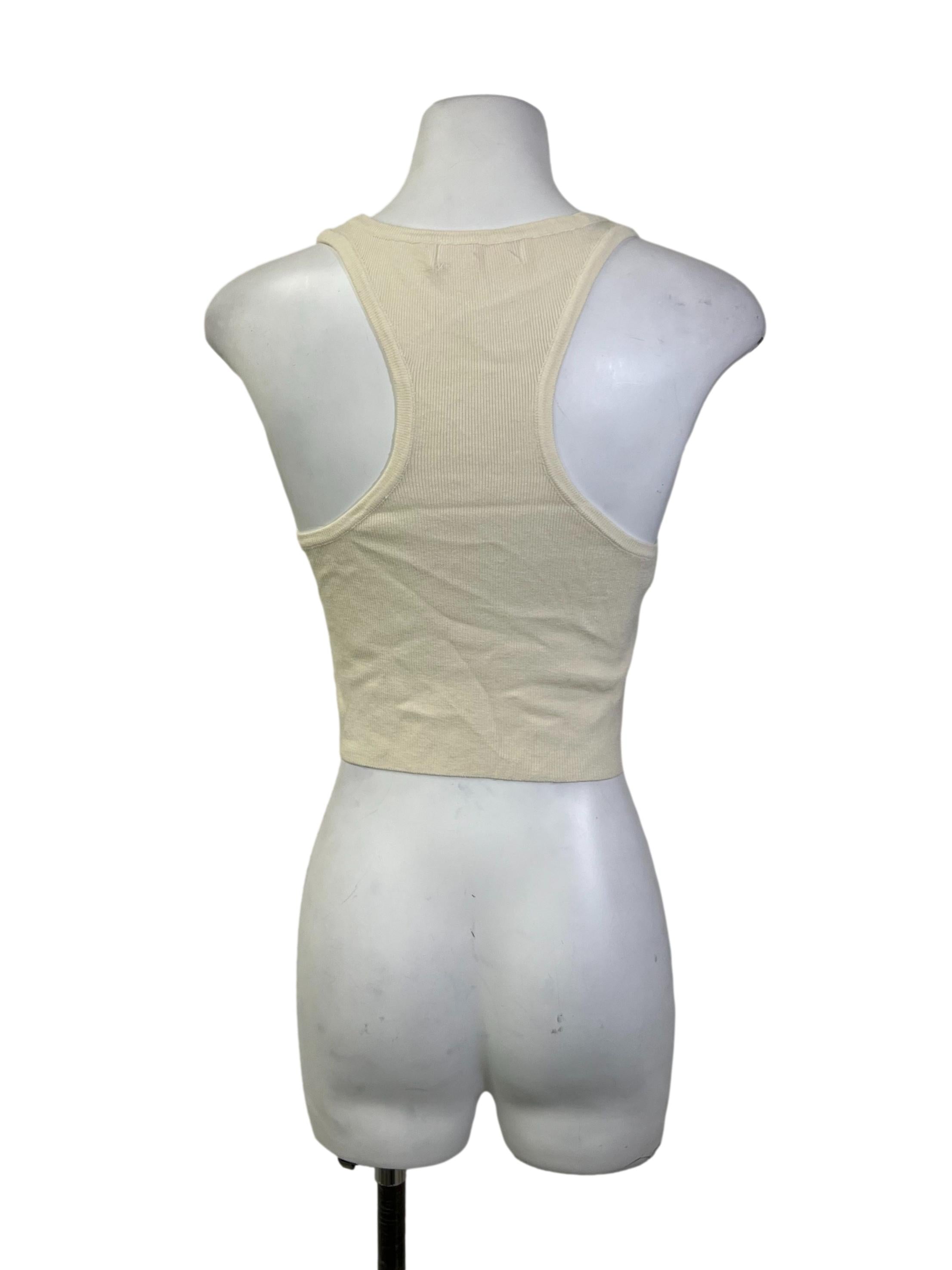 Cream Knitted Ribbed Halter Top