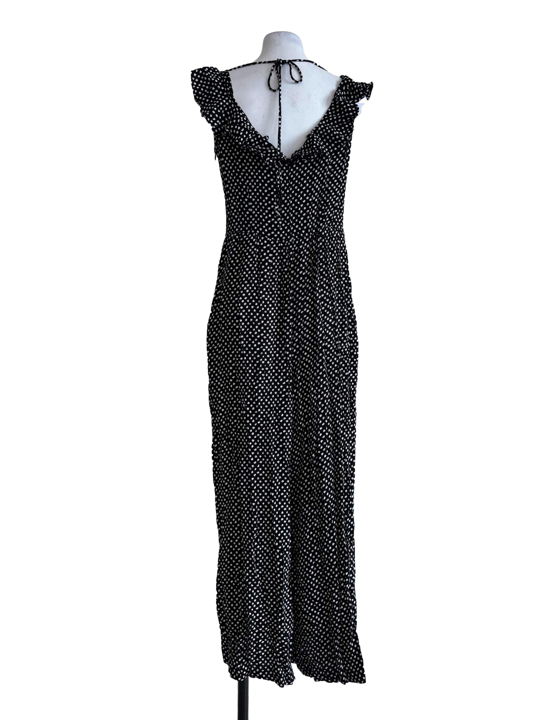 Black Polka Dot Round Neck Jumpsuit