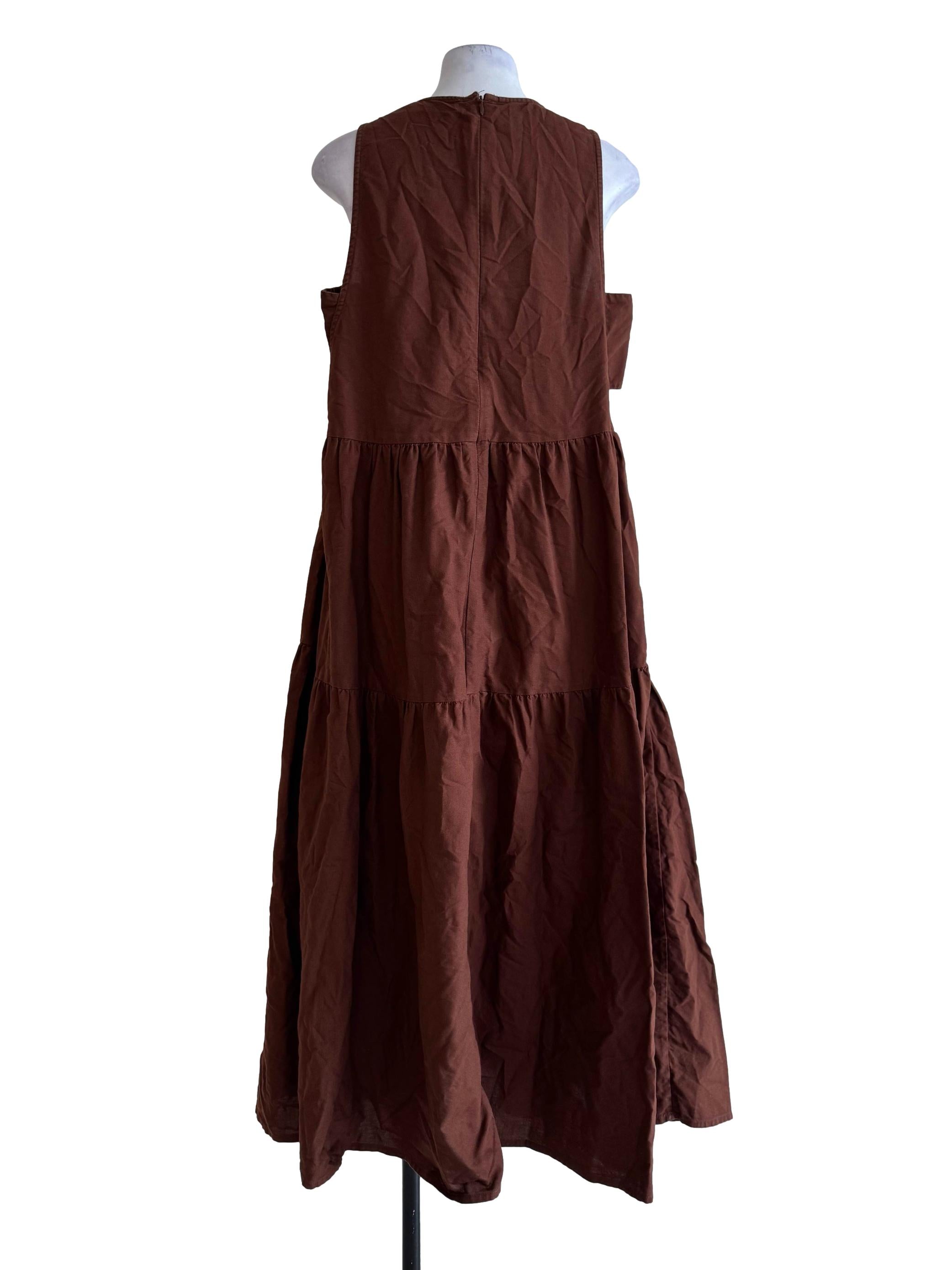Chocolate Round Neck A-Line Dress