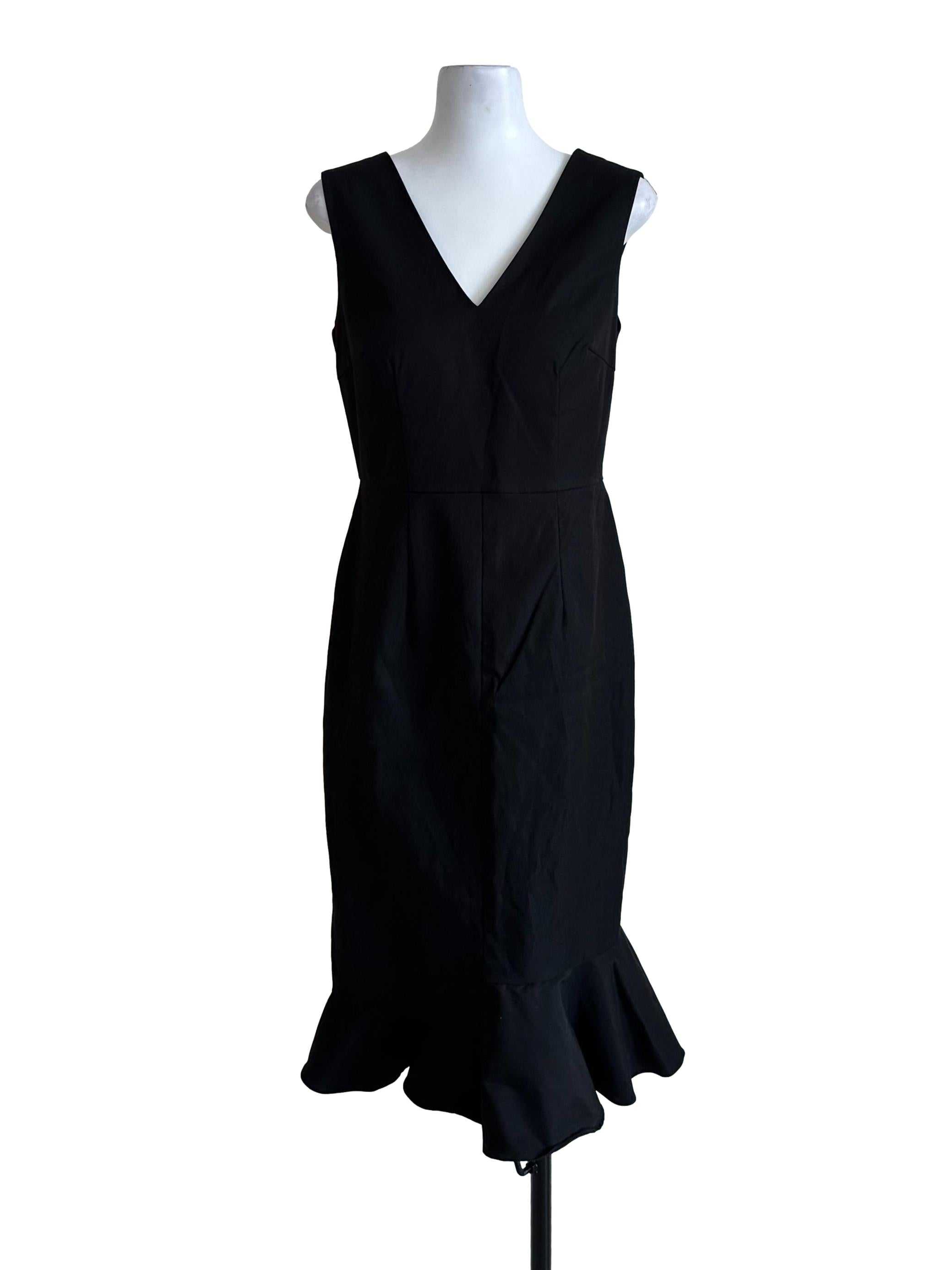 Raven Black V Neck Trumpet Dress
