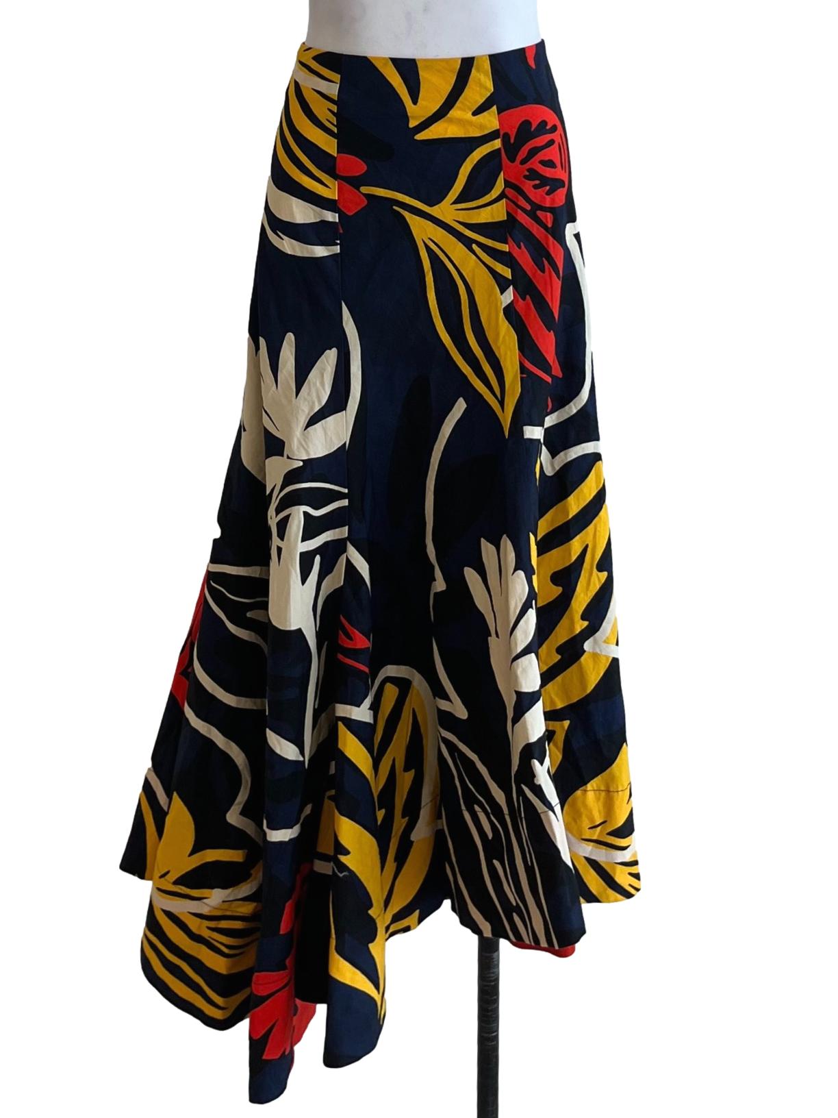 Navy Blue Abstract A-Line Skirt