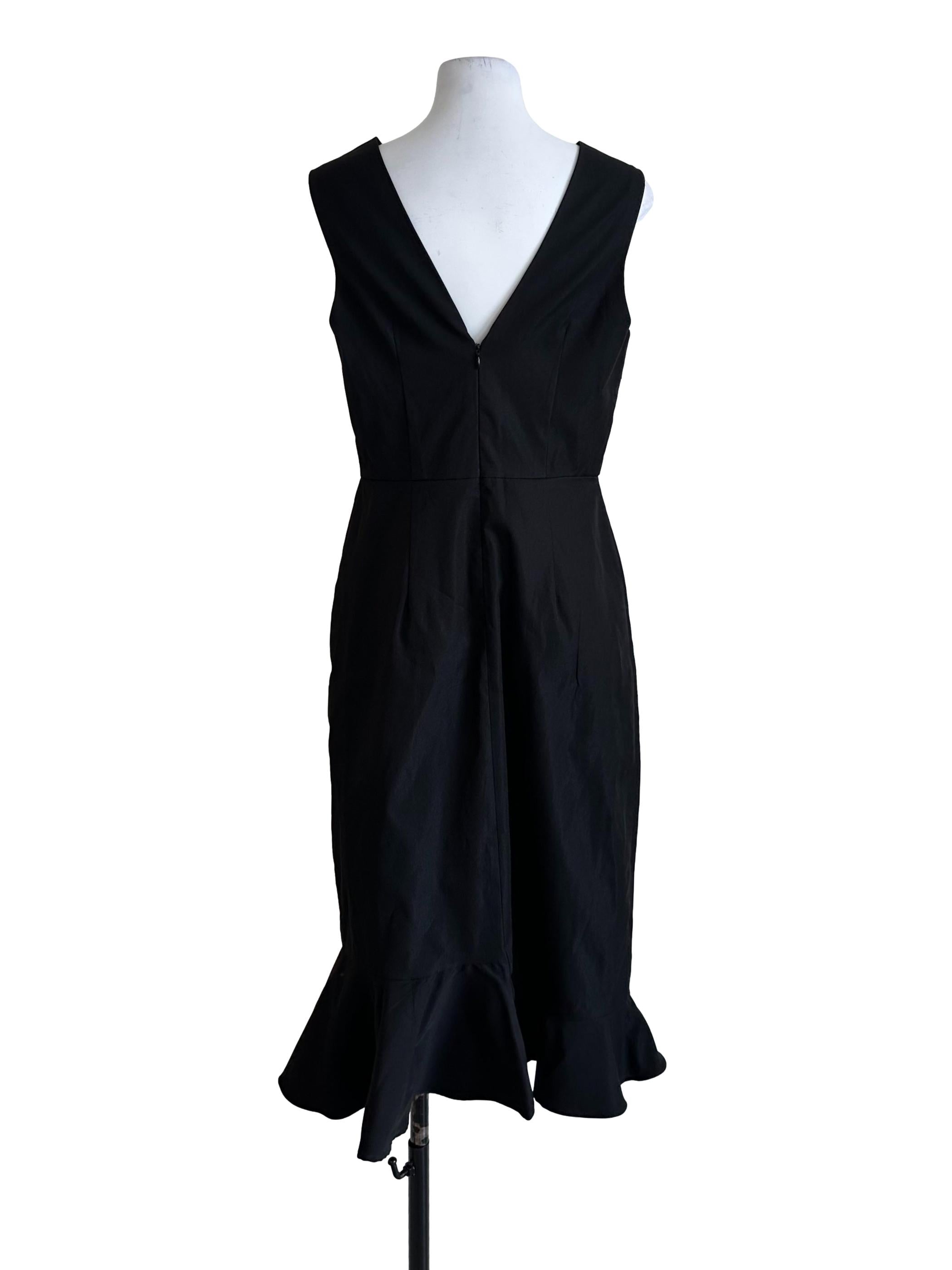 Raven Black V Neck Trumpet Dress