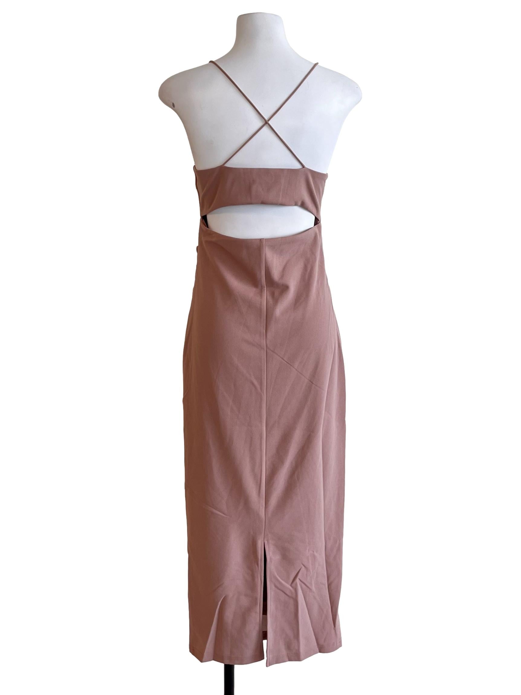 Salmon Pink Slip Midi Dress
