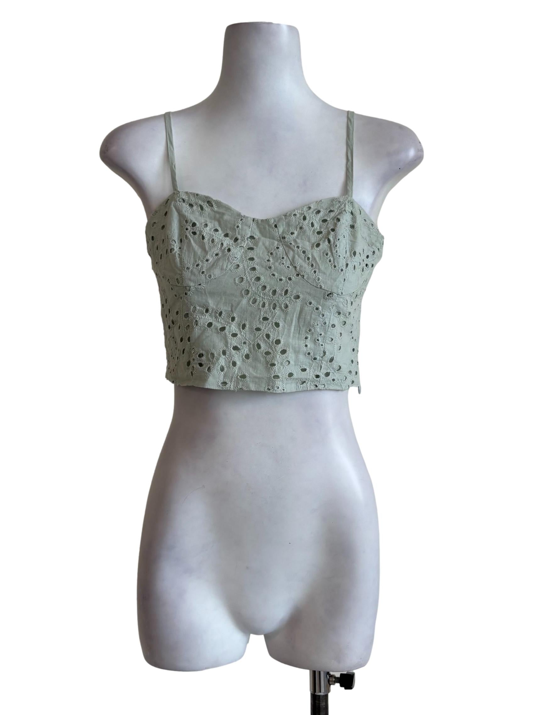 Sage Green Eyelet Embroidered Cami