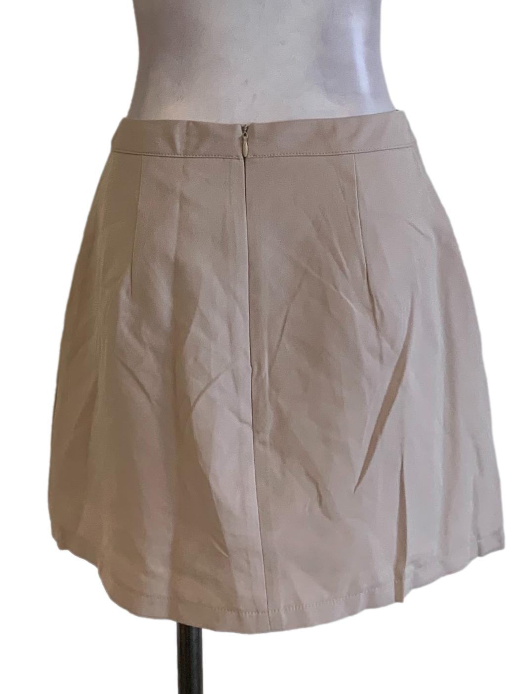 Beige High-Waisted Mini Skort