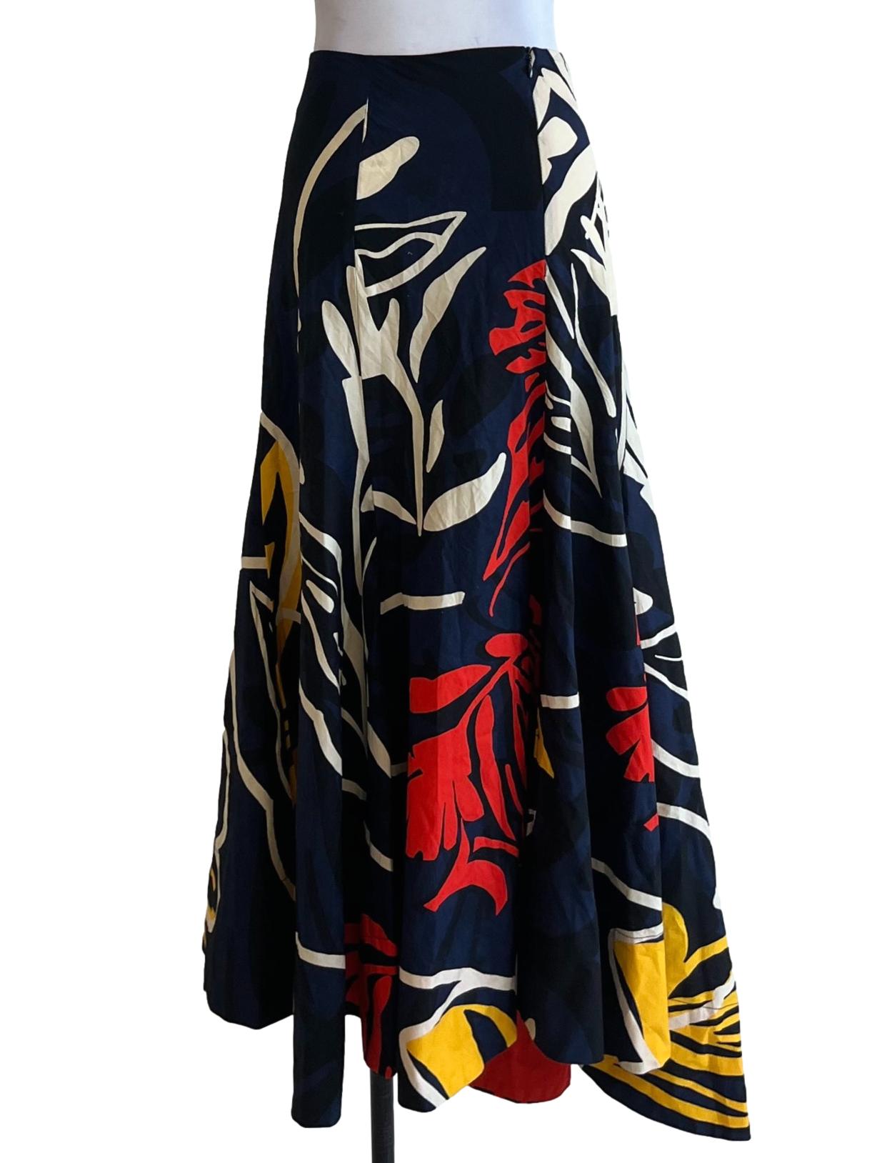 Navy Blue Abstract A-Line Skirt