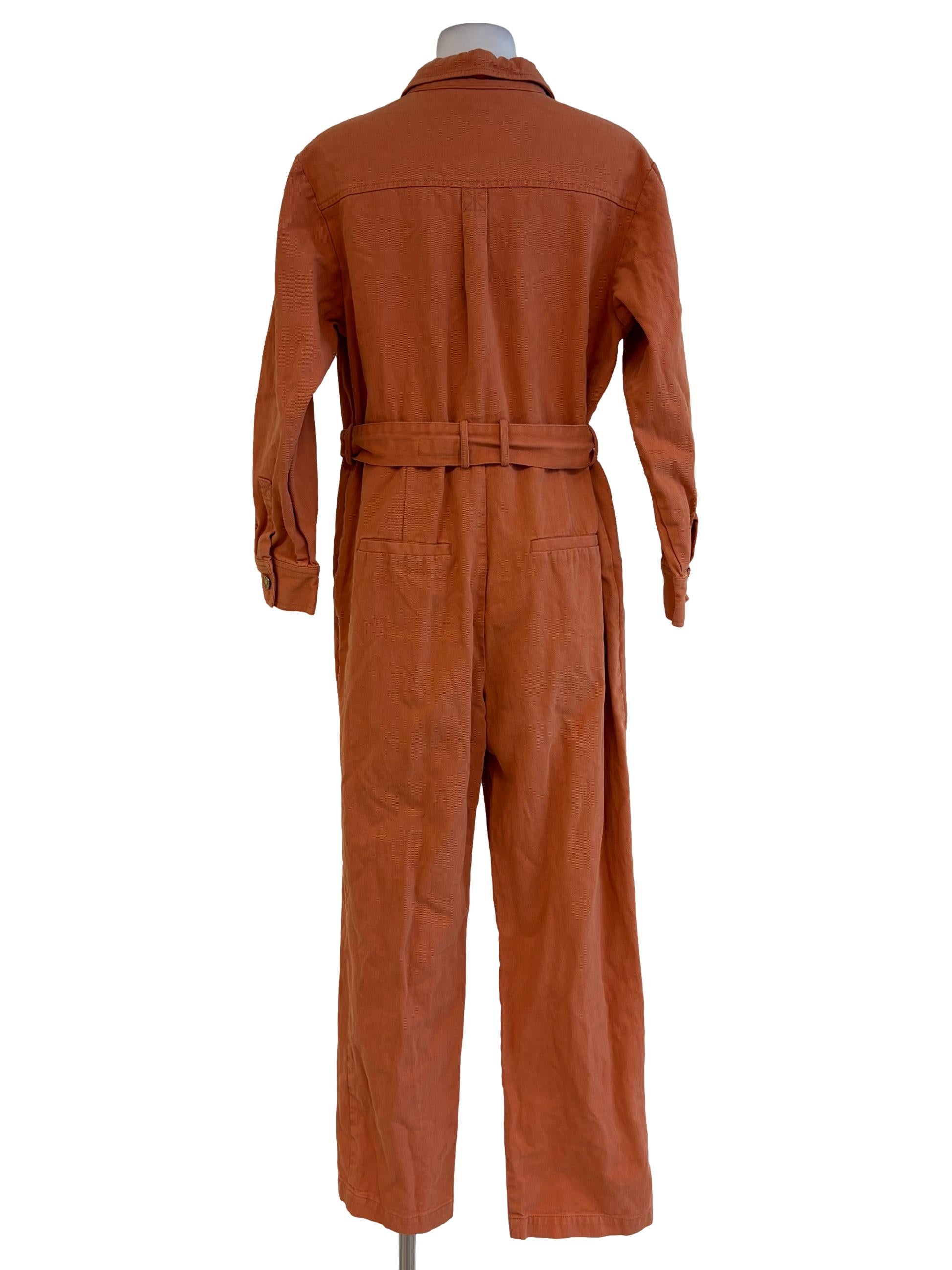 Pumpkin Orange Long Sleeve Utility Jumpsuit