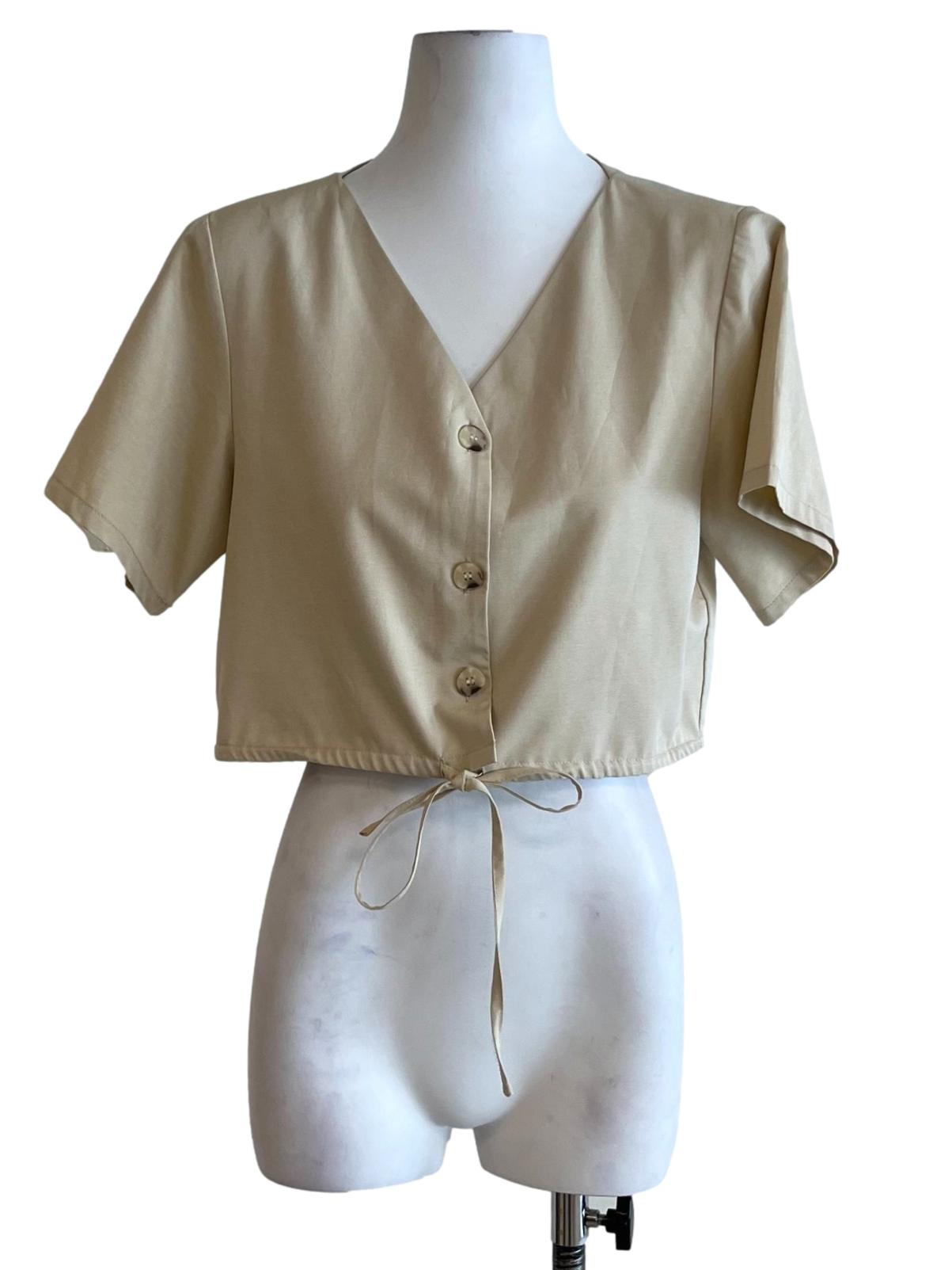 Beige V-Neckline Blouse