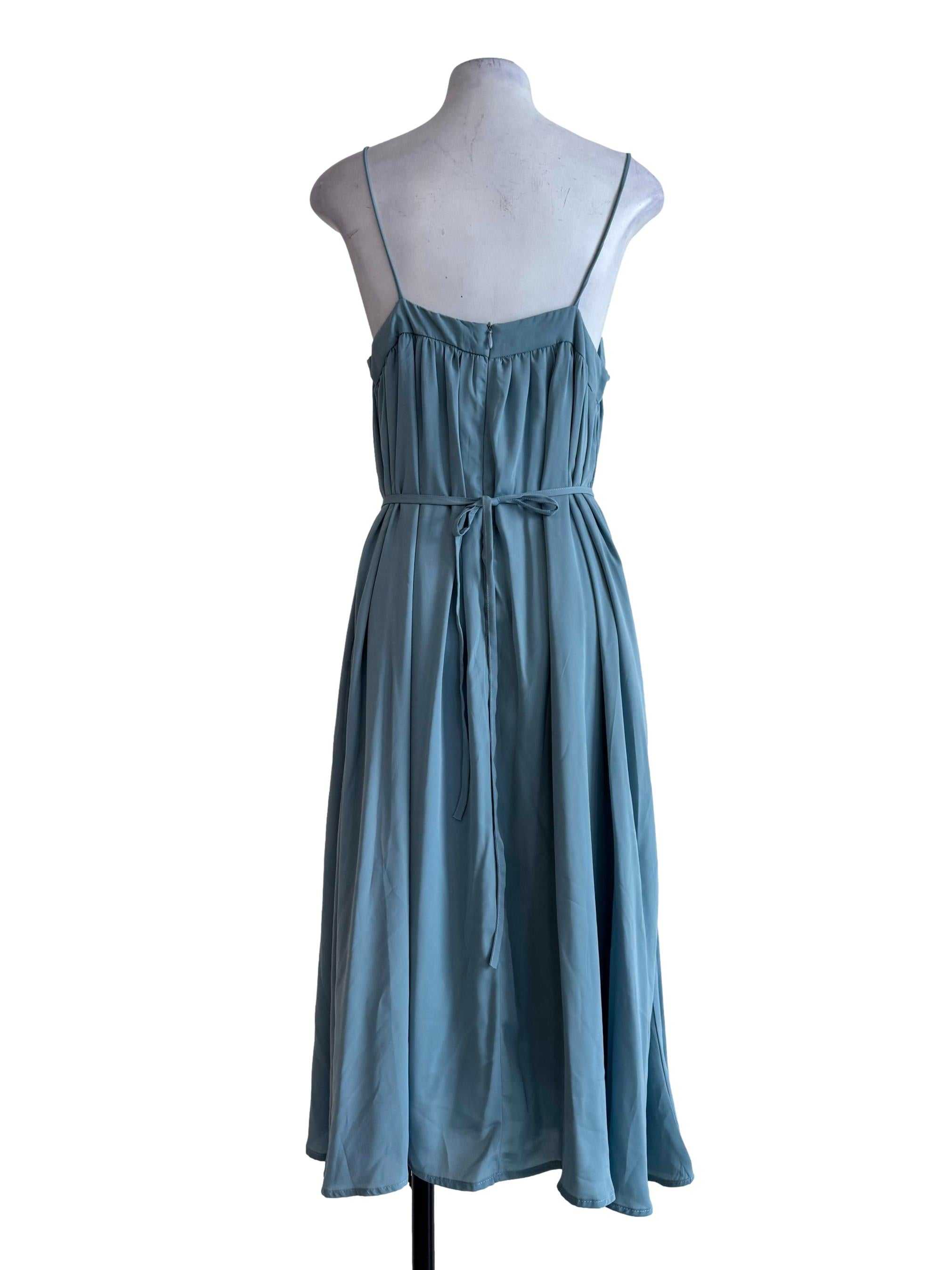Sky Blue Spaghetti Strap A-Line Dress