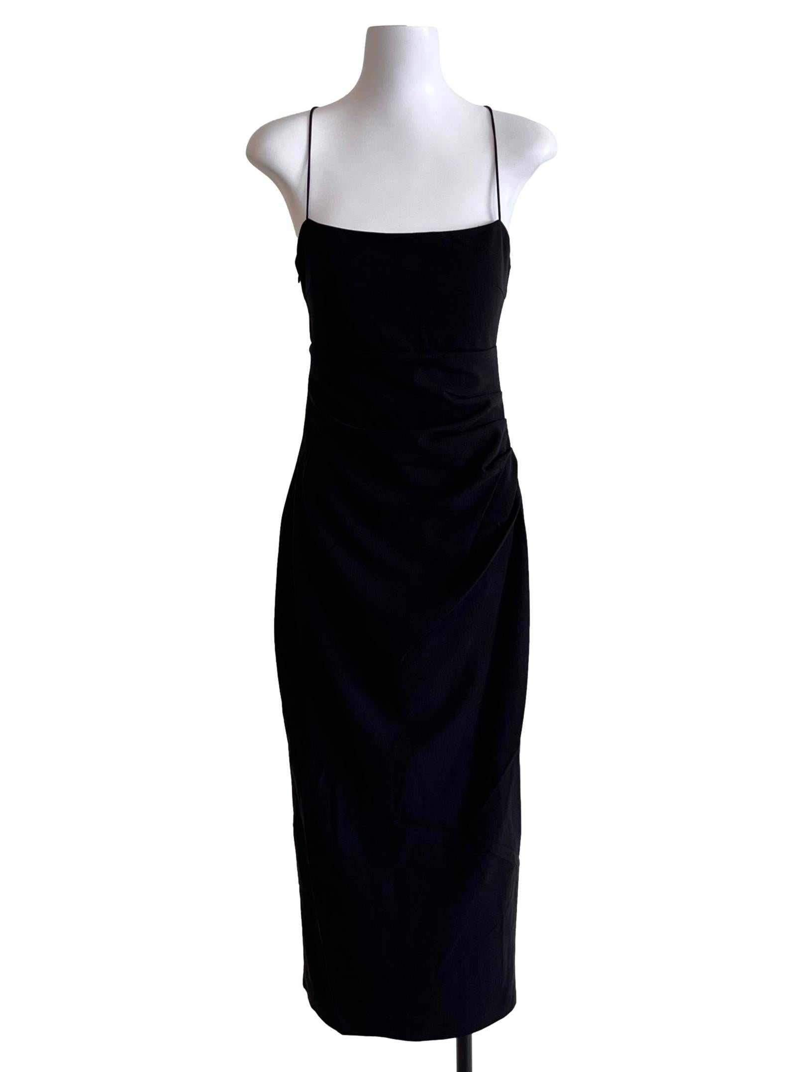 Ink Black Spaghetti Strap Slip Dress